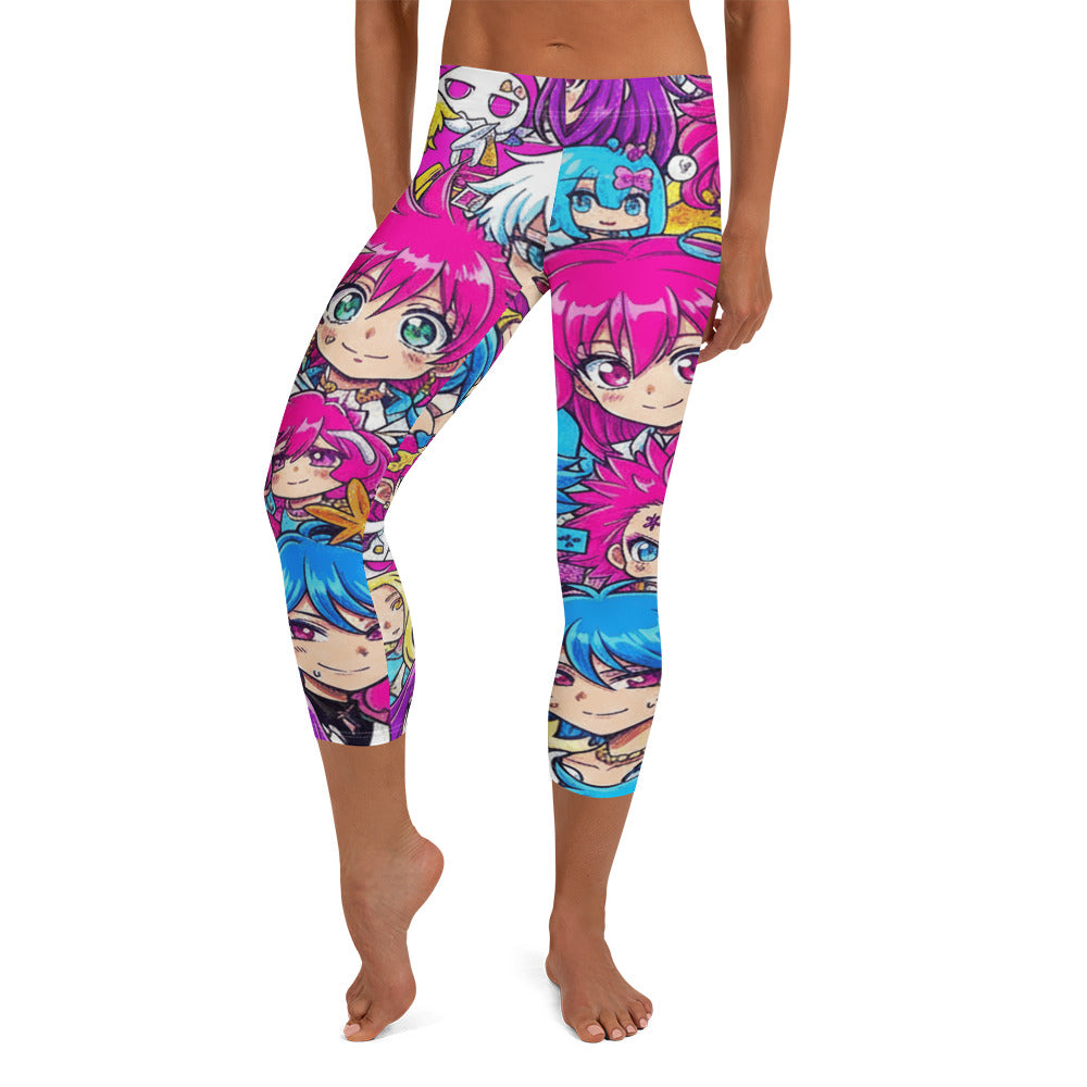 Anime Collage Pop Idol Capri Leggings | GearBunch