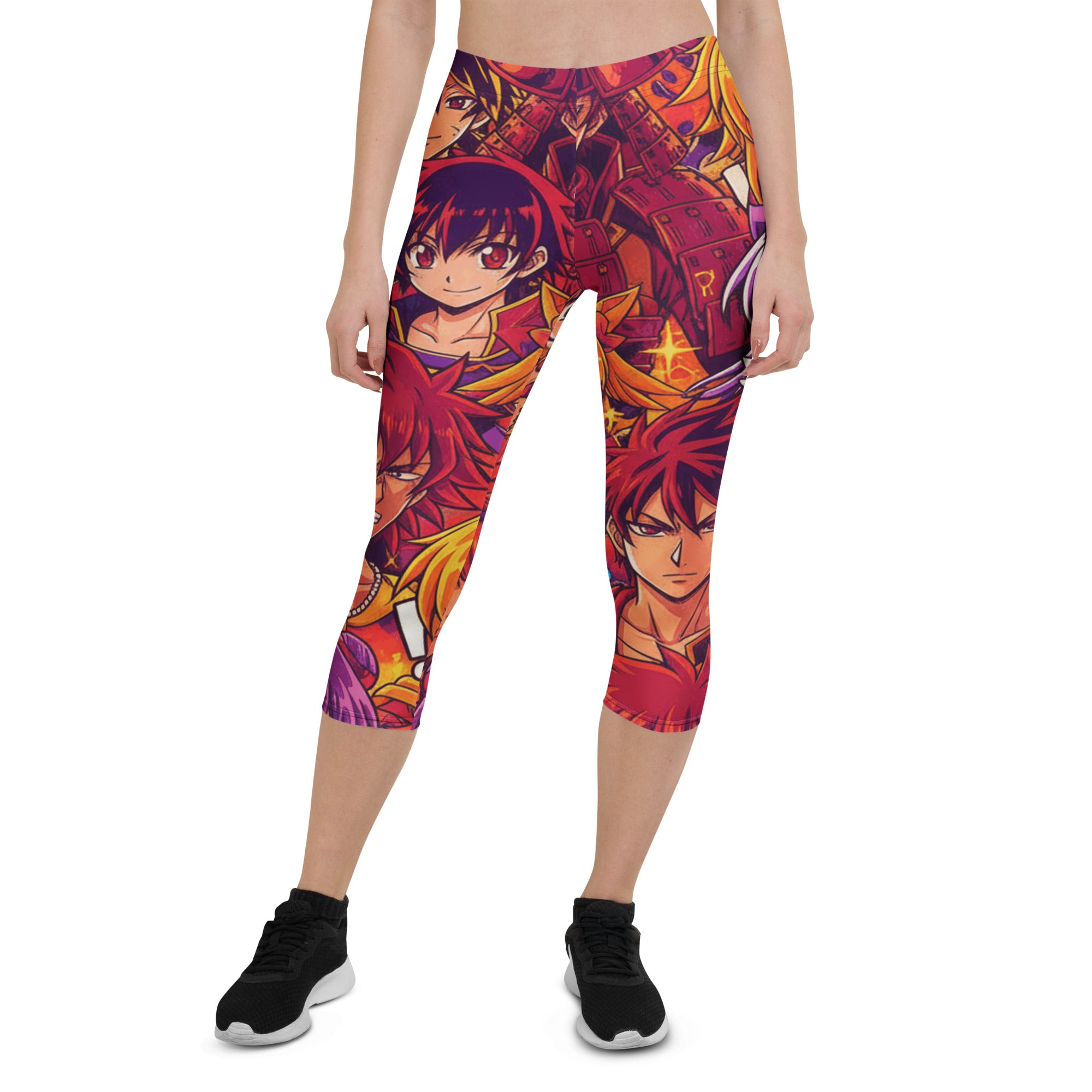 Anime Collage Sunset Samurai Capri Leggings | GearBunch