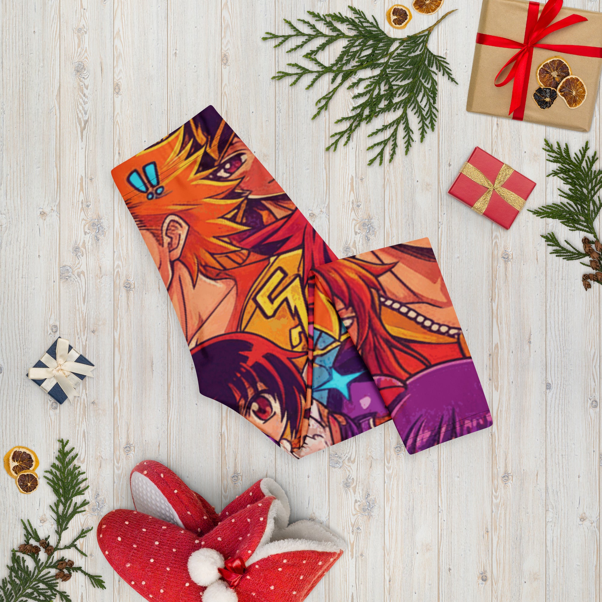Anime Collage Sunset Samurai Capri Leggings | GearBunch