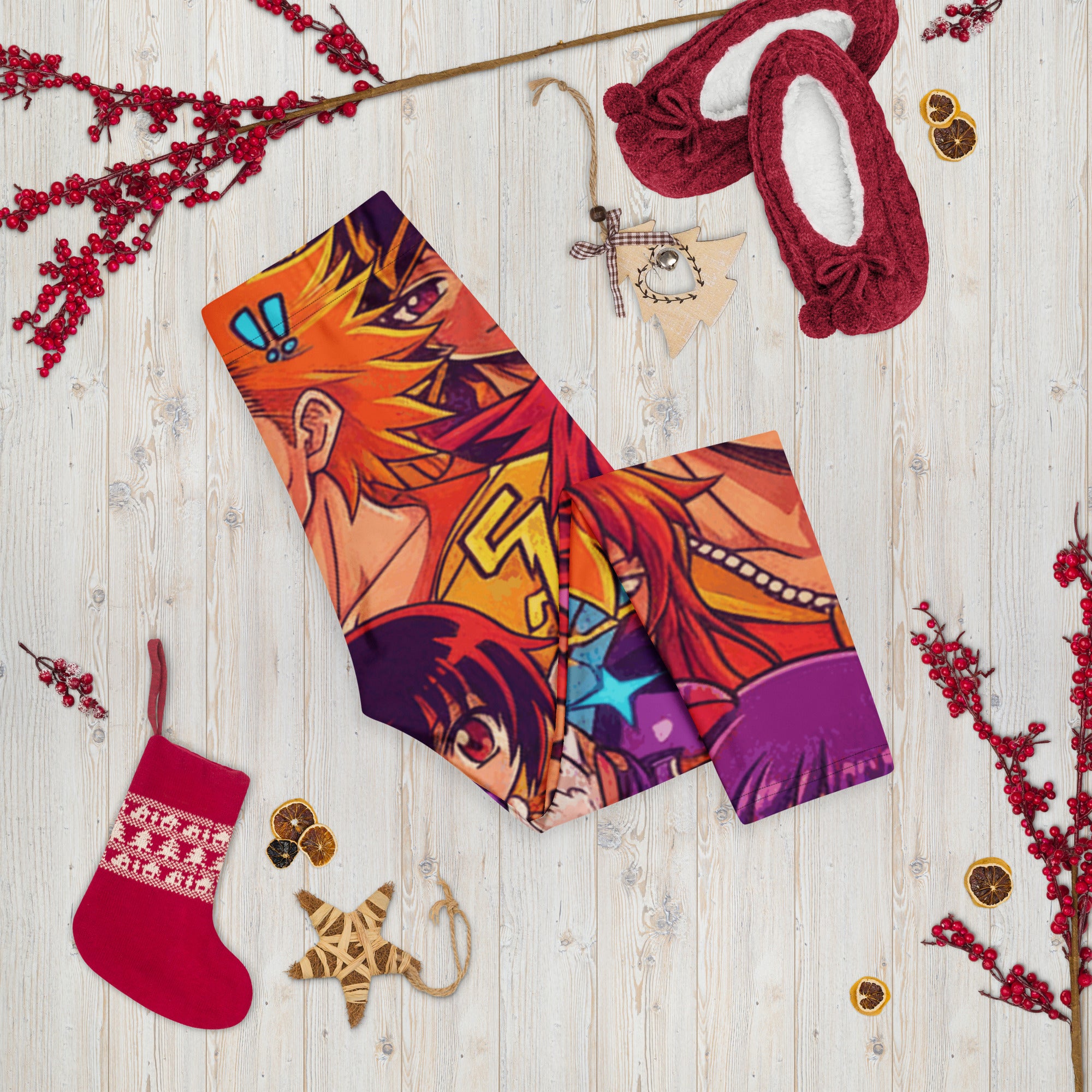 Anime Collage Sunset Samurai Capri Leggings | GearBunch
