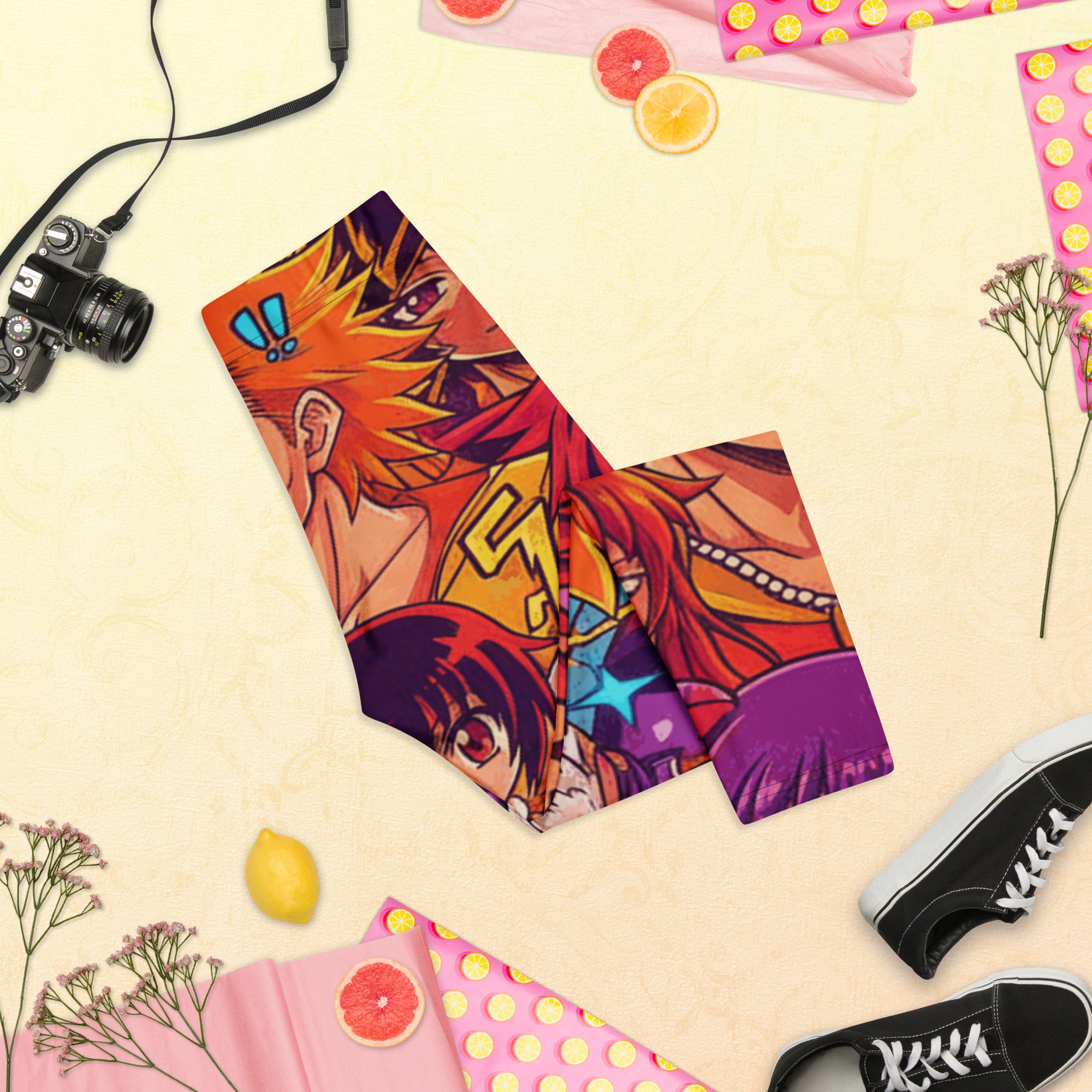 Anime Collage Sunset Samurai Capri Leggings | GearBunch