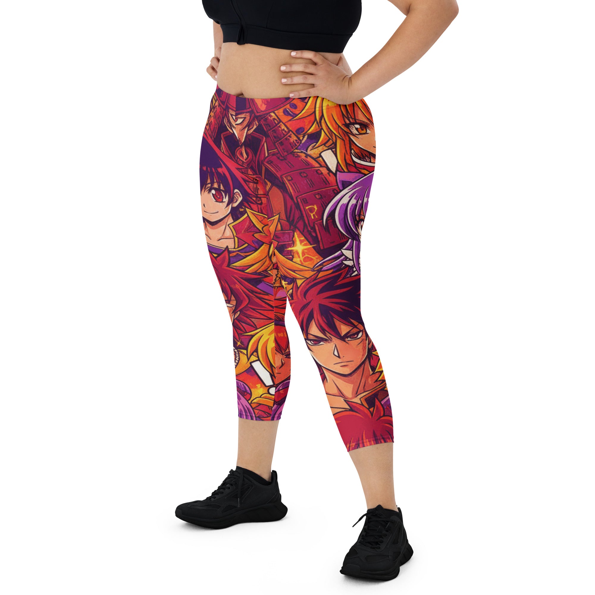 Anime Collage Sunset Samurai Capri Leggings | GearBunch