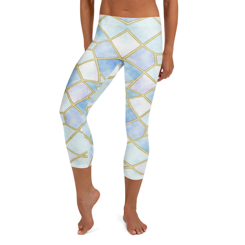 Arabic Ice Crystal Capri Leggings | GearBunch