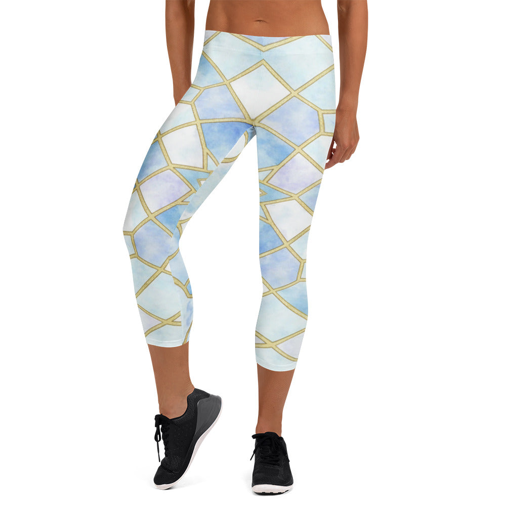 Arabic Ice Crystal Capri Leggings | GearBunch