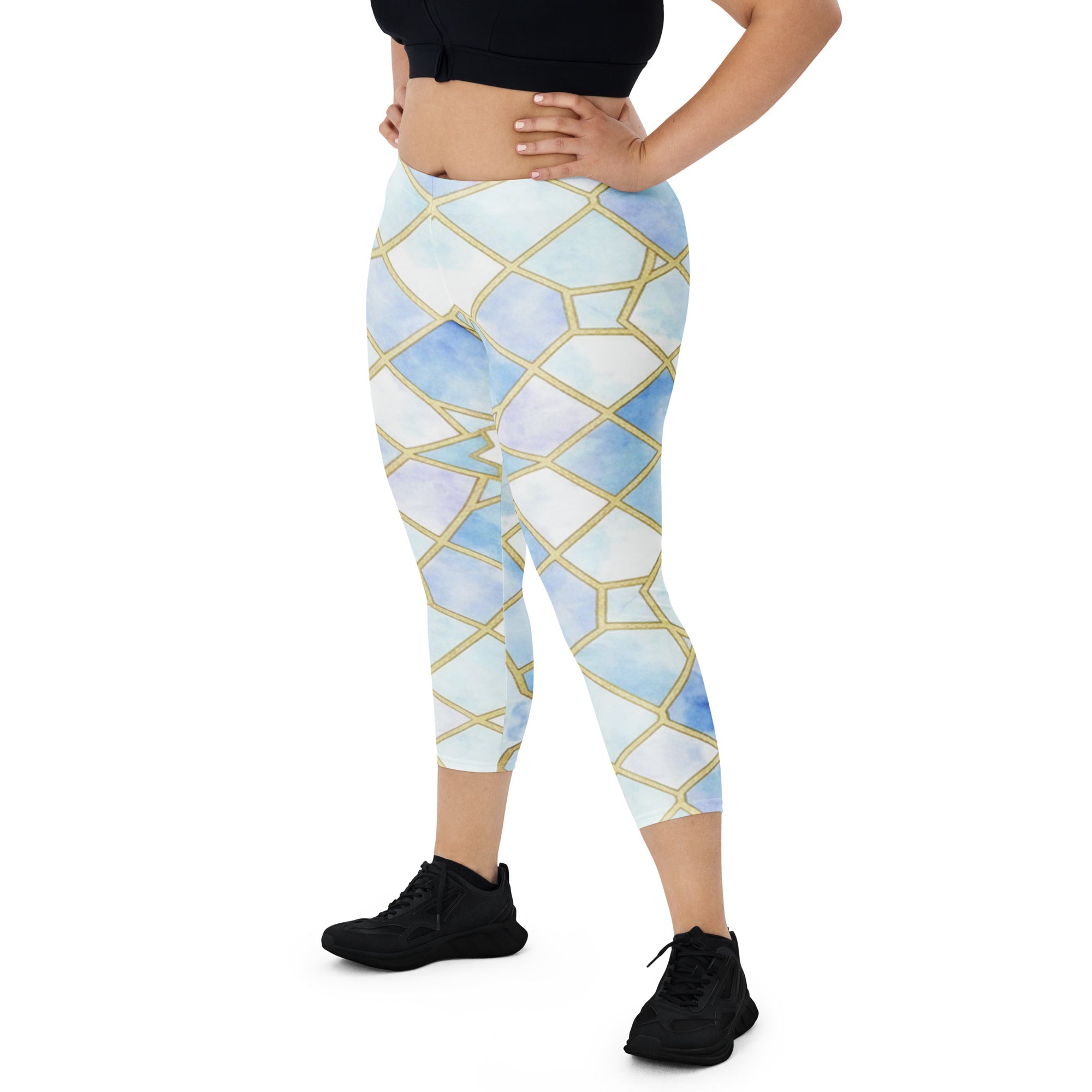 Arabic Ice Crystal Capri Leggings | GearBunch