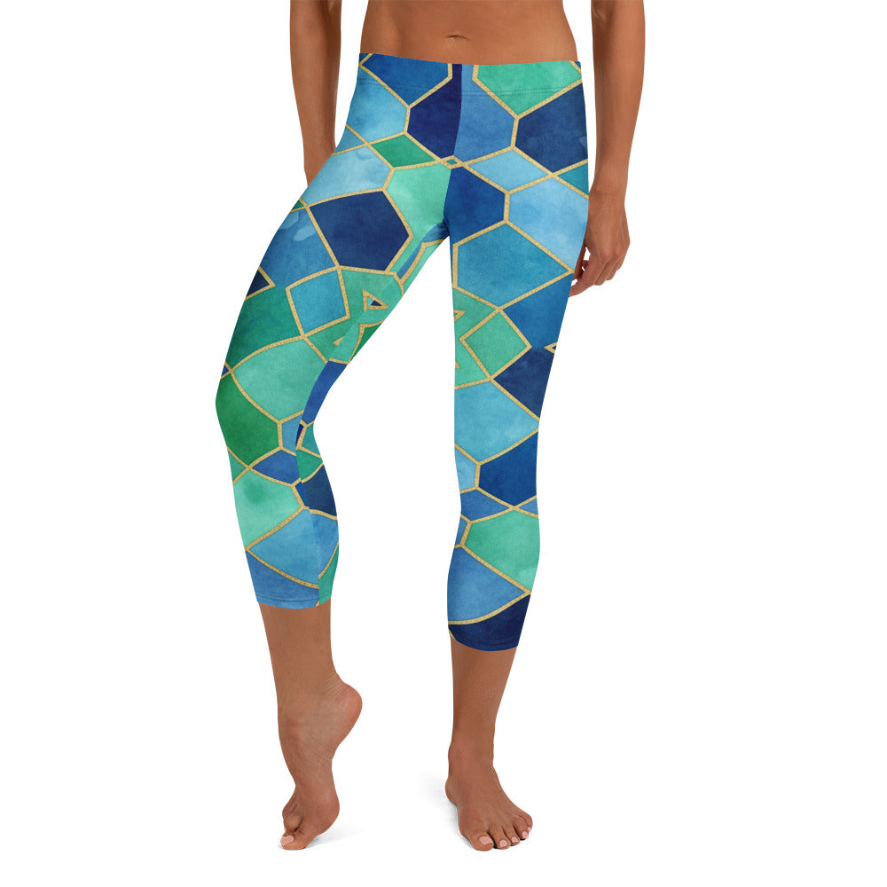 Ocean Blues Capri Leggings | GearBunch