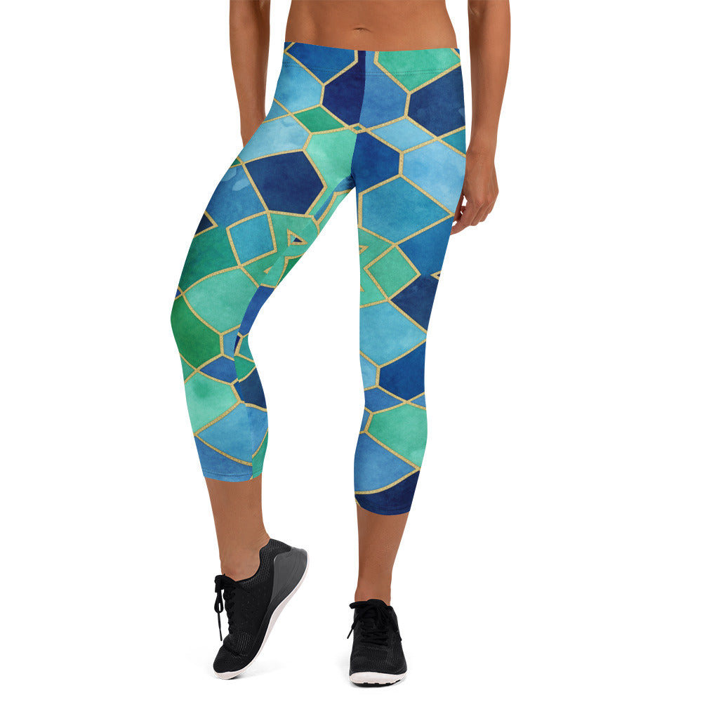 Ocean Blues Capri Leggings | GearBunch