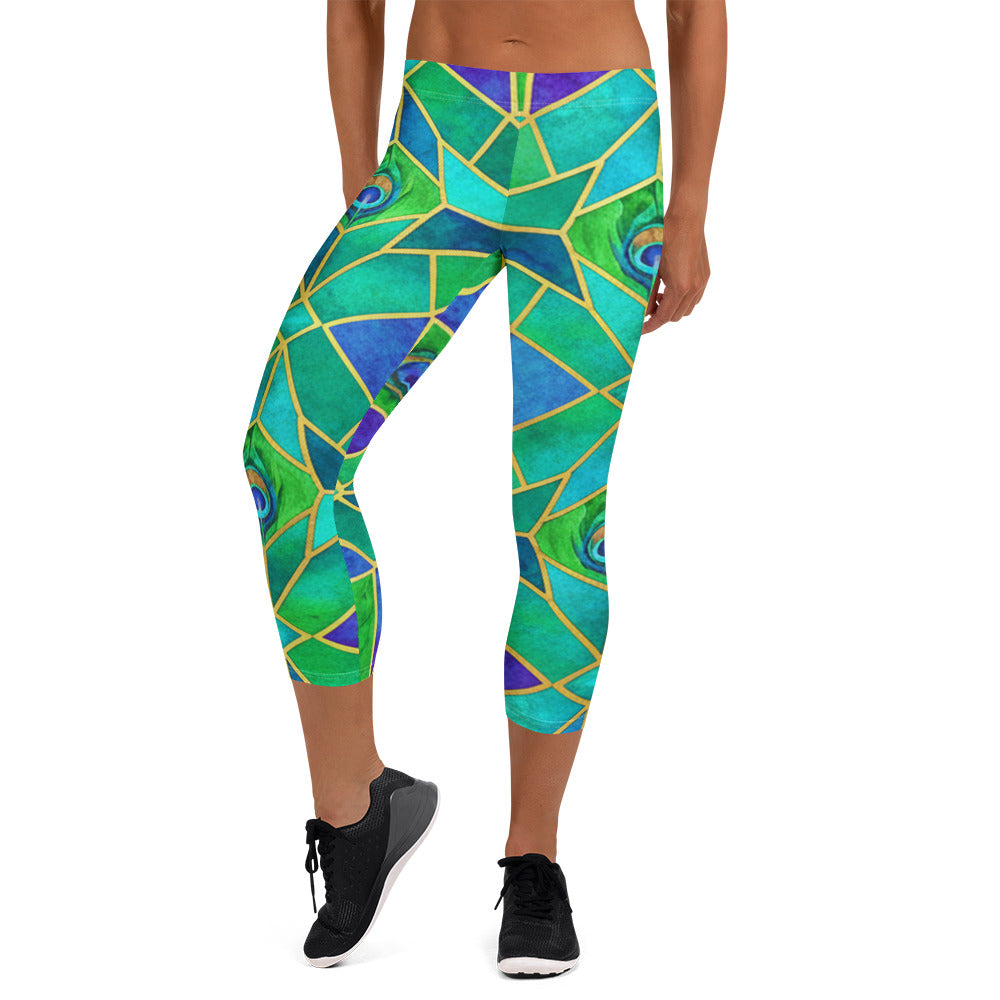 Peacock Plume Capri Leggings | GearBunch