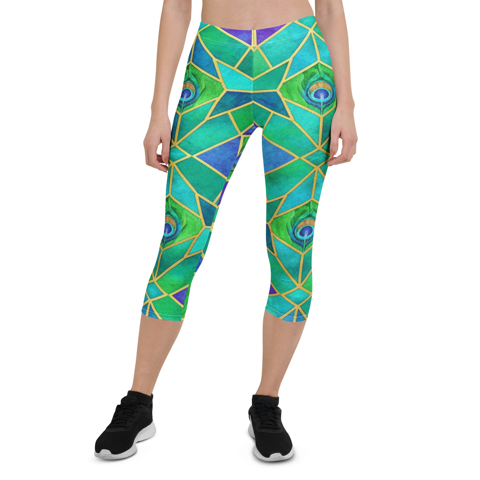 Peacock Plume Capri Leggings | GearBunch