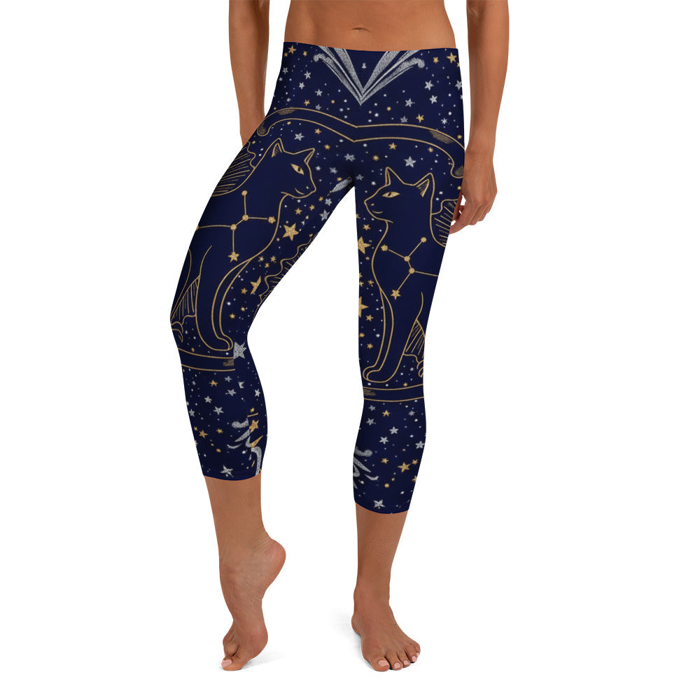 Black Cat Constellation Capri Leggings | GearBunch