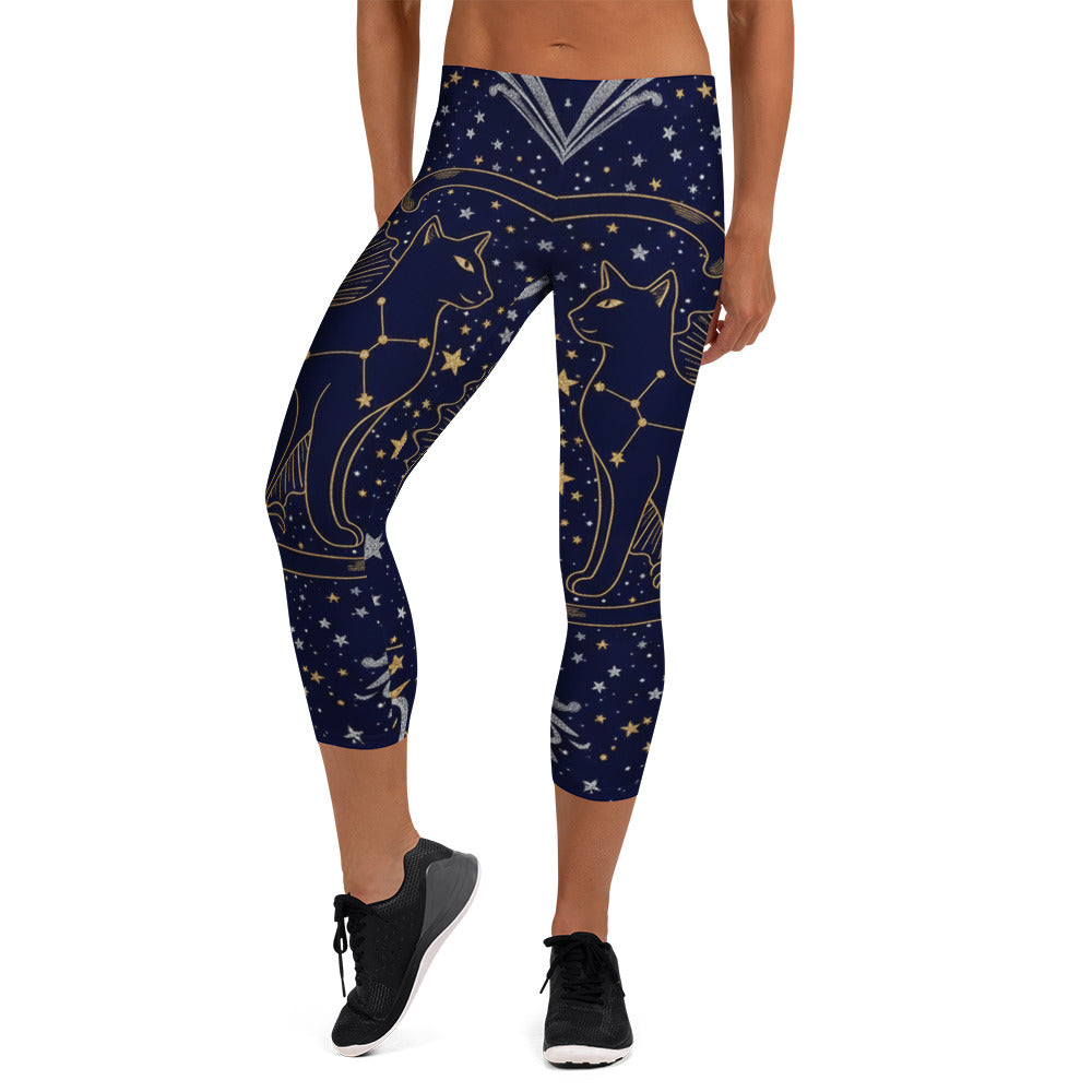 Black Cat Constellation Capri Leggings | GearBunch