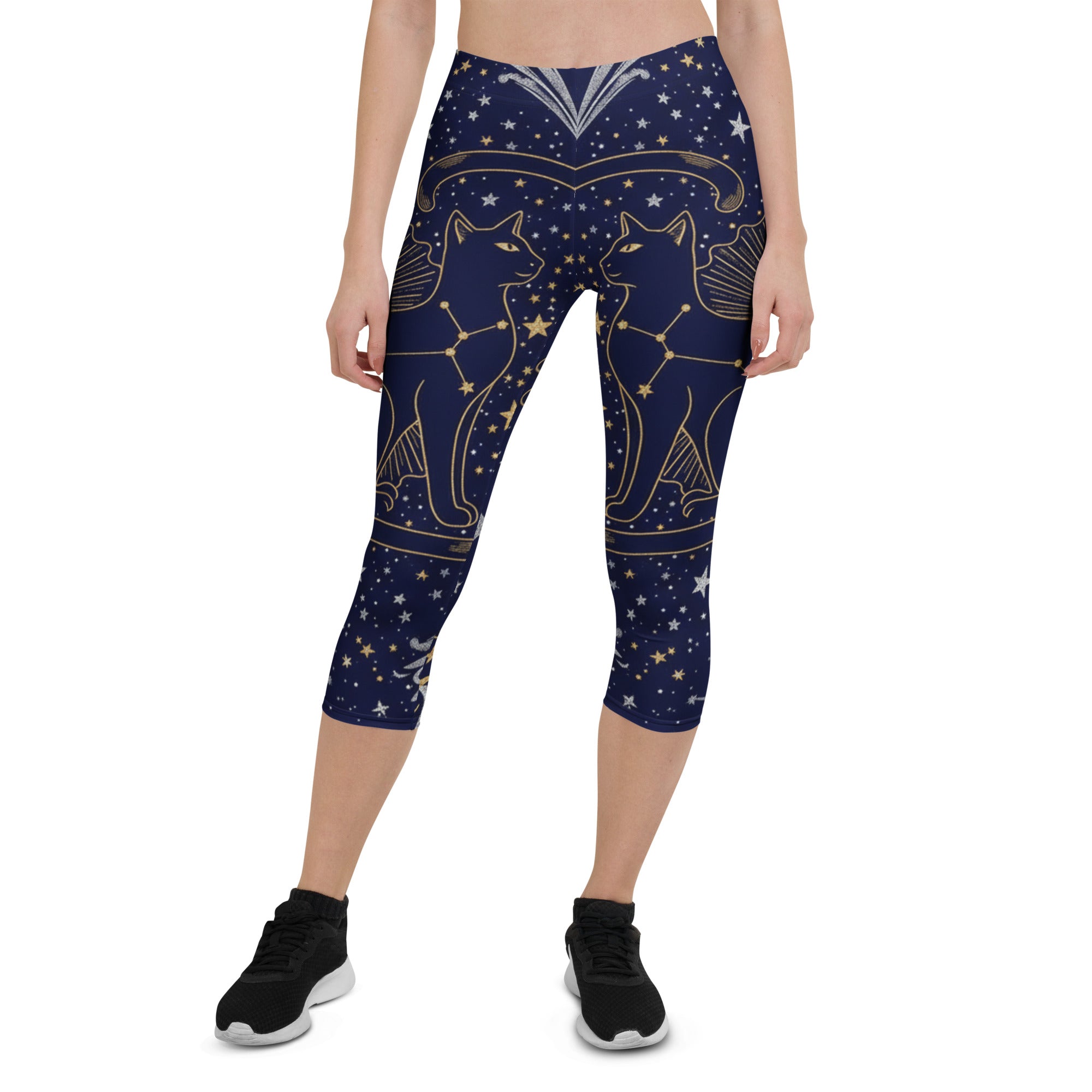 Black Cat Constellation Capri Leggings | GearBunch
