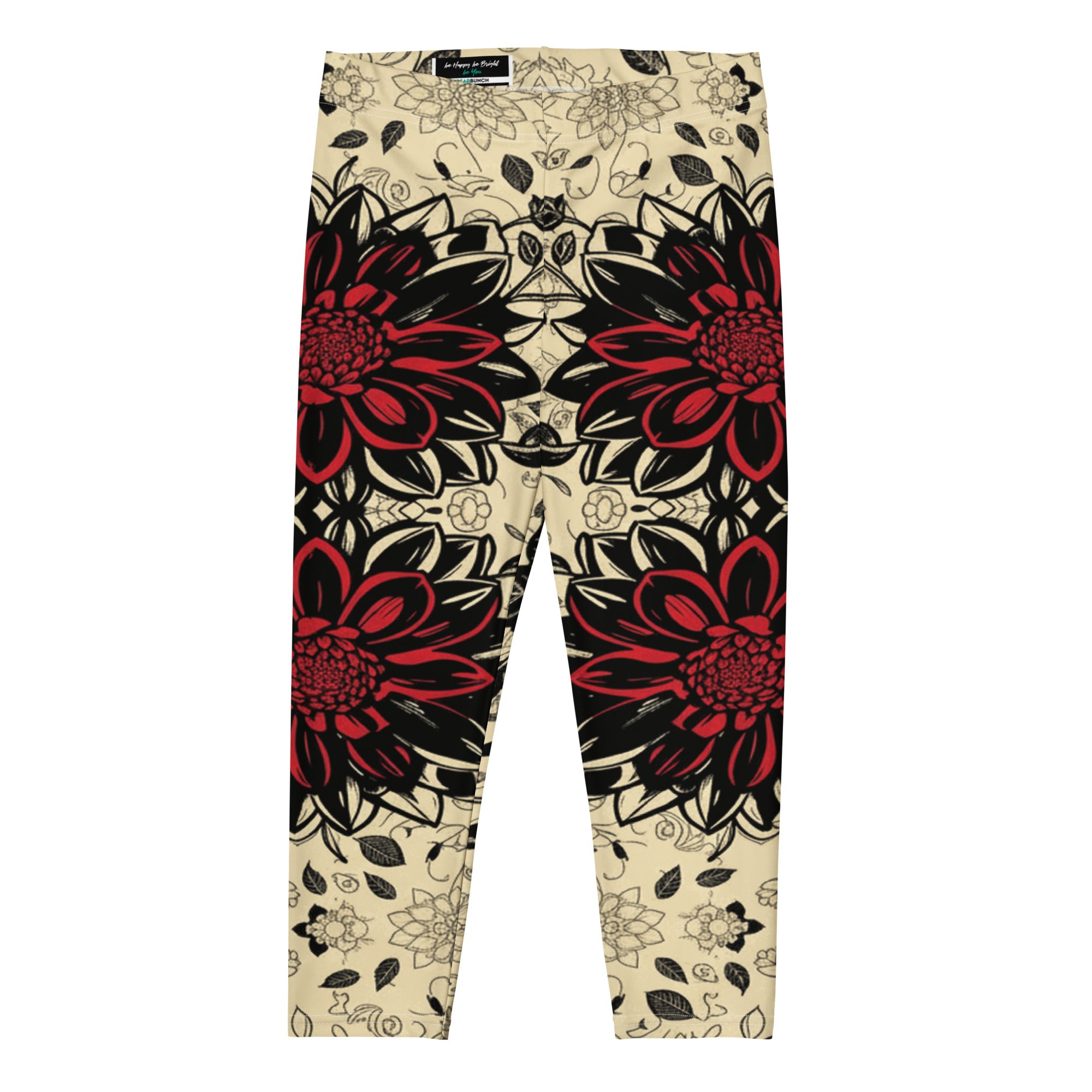 Black Dahlia Bloom Capri Leggings | GearBunch