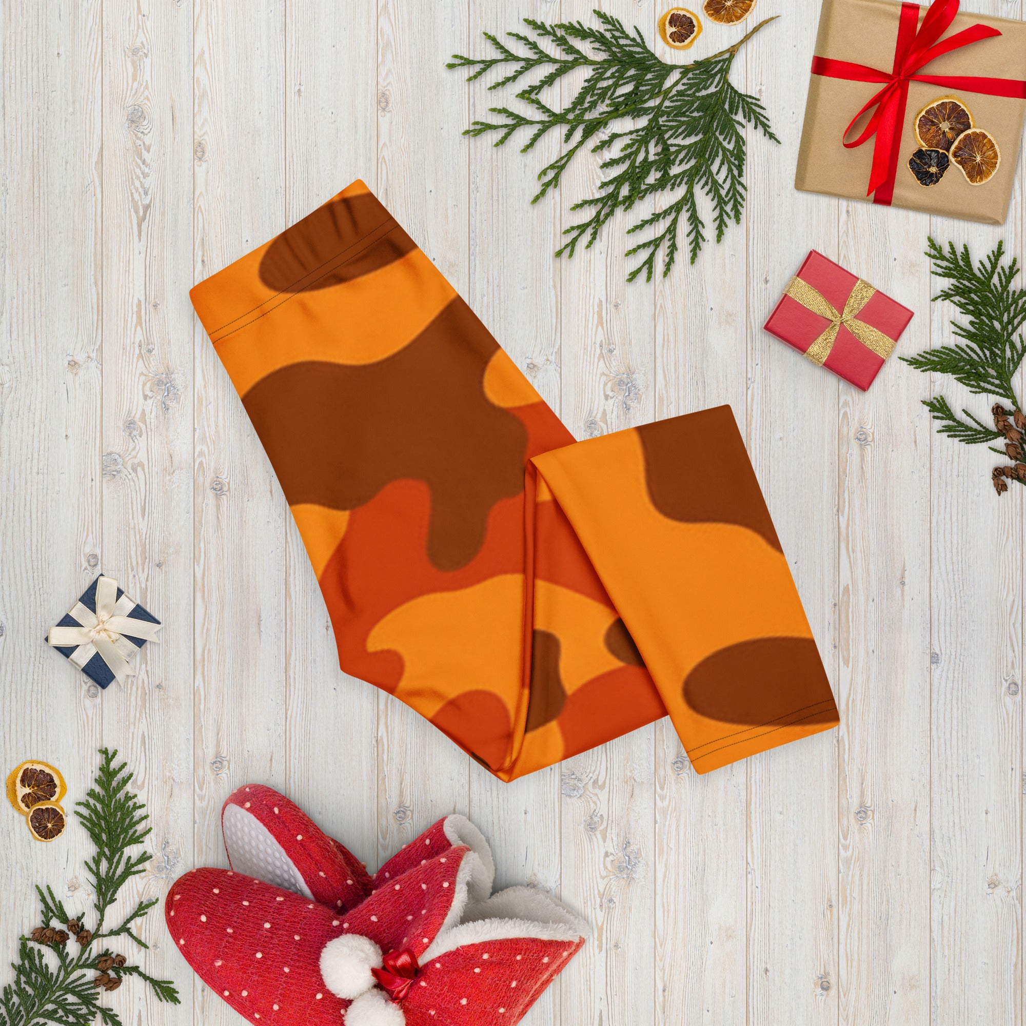 Burnt Orange Camo Capri Leggings | GearBunch