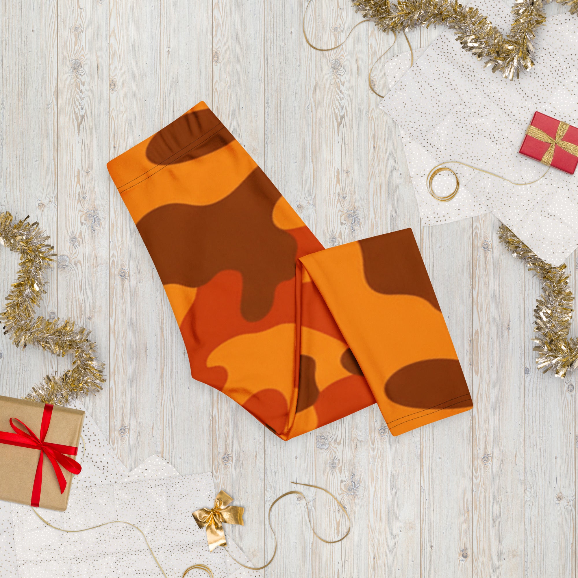 Burnt Orange Camo Capri Leggings | GearBunch