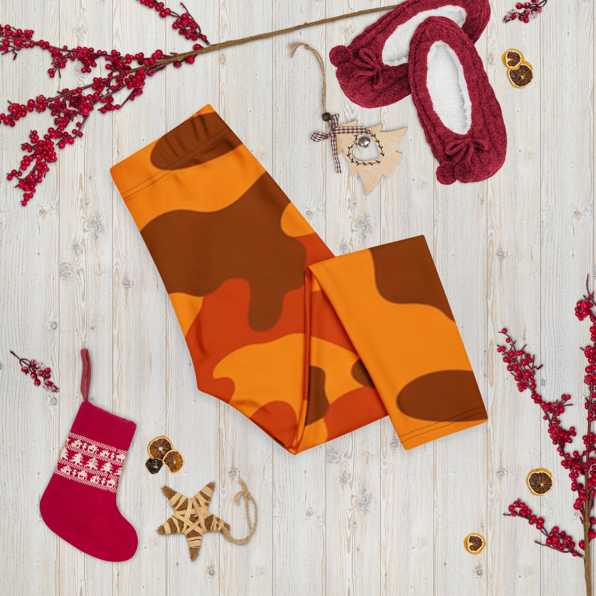 Burnt Orange Camo Capri Leggings | GearBunch