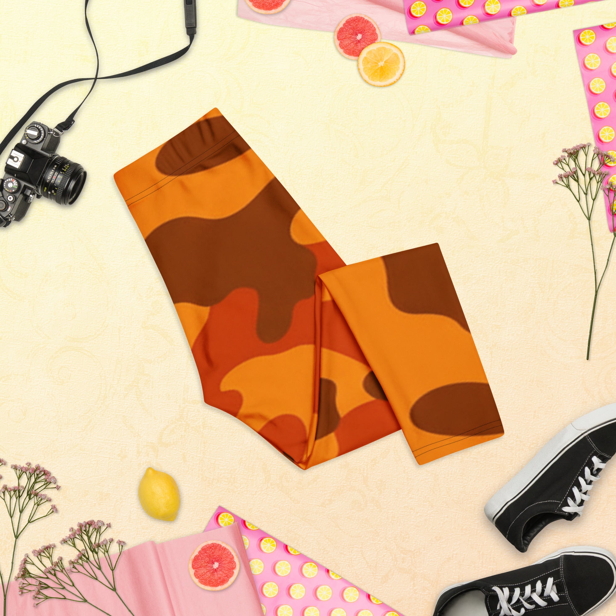 Burnt Orange Camo Capri Leggings | GearBunch