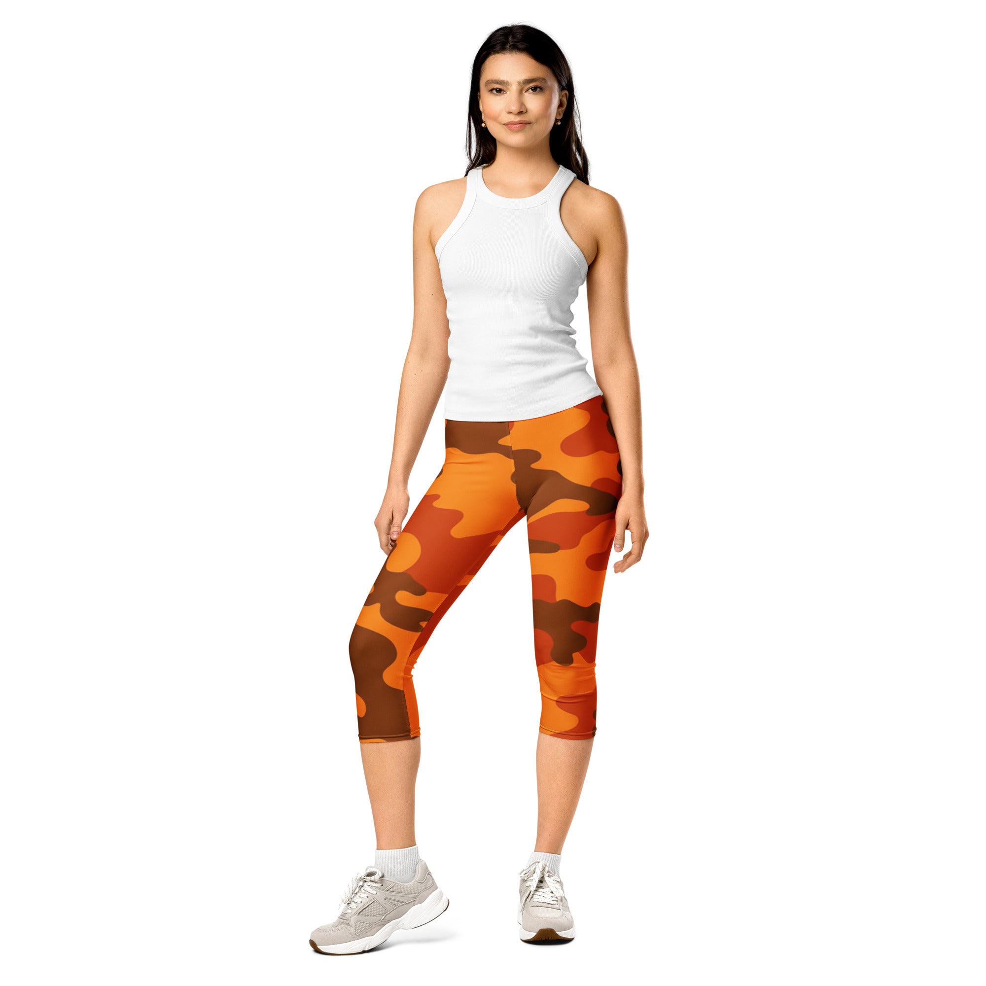 Burnt Orange Camo Capri Leggings | GearBunch