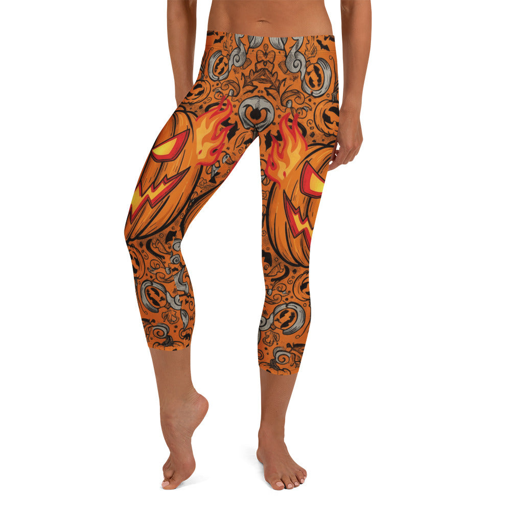 Jack-o-Lantern Glow Capri Leggings | GearBunch