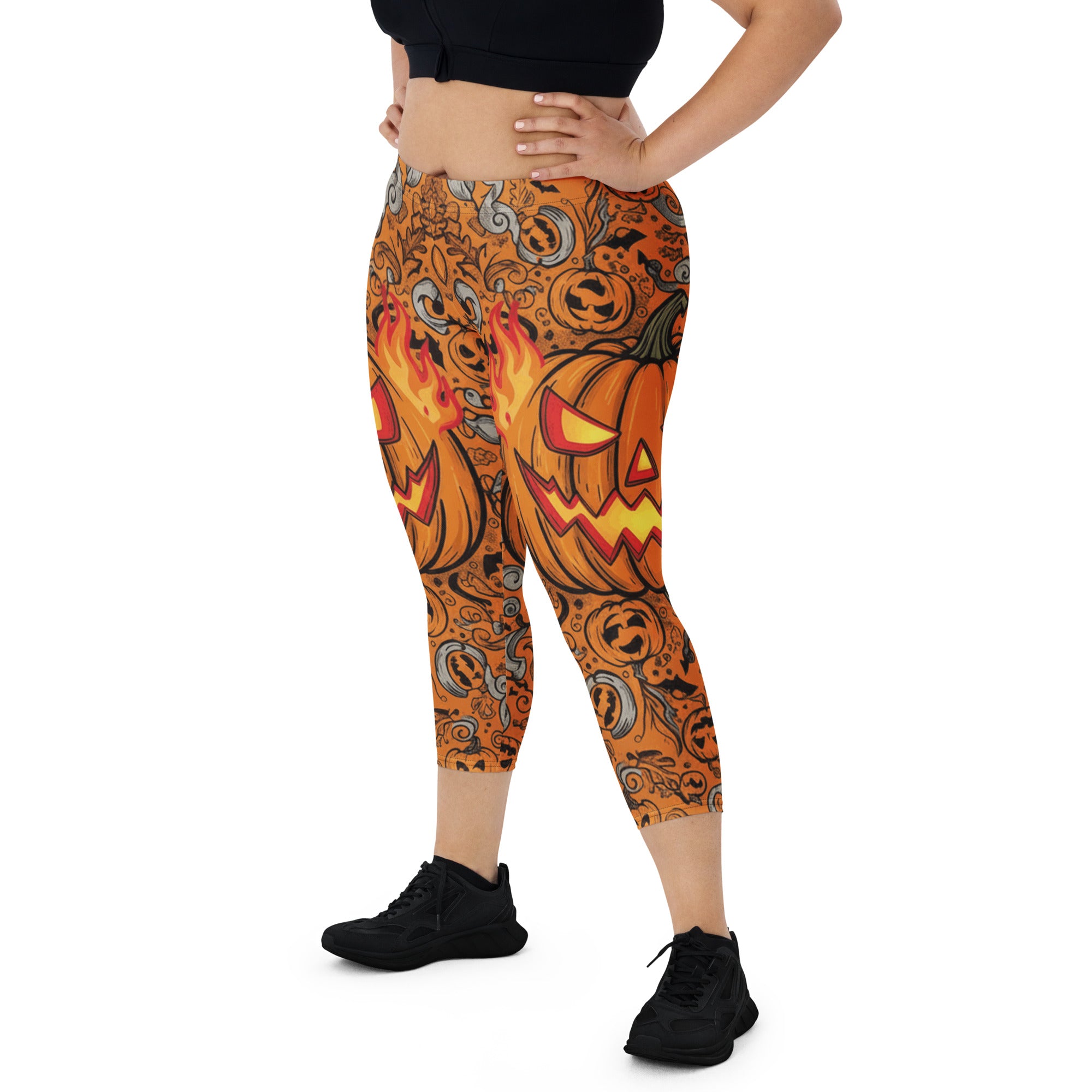 Jack-o-Lantern Glow Capri Leggings | GearBunch