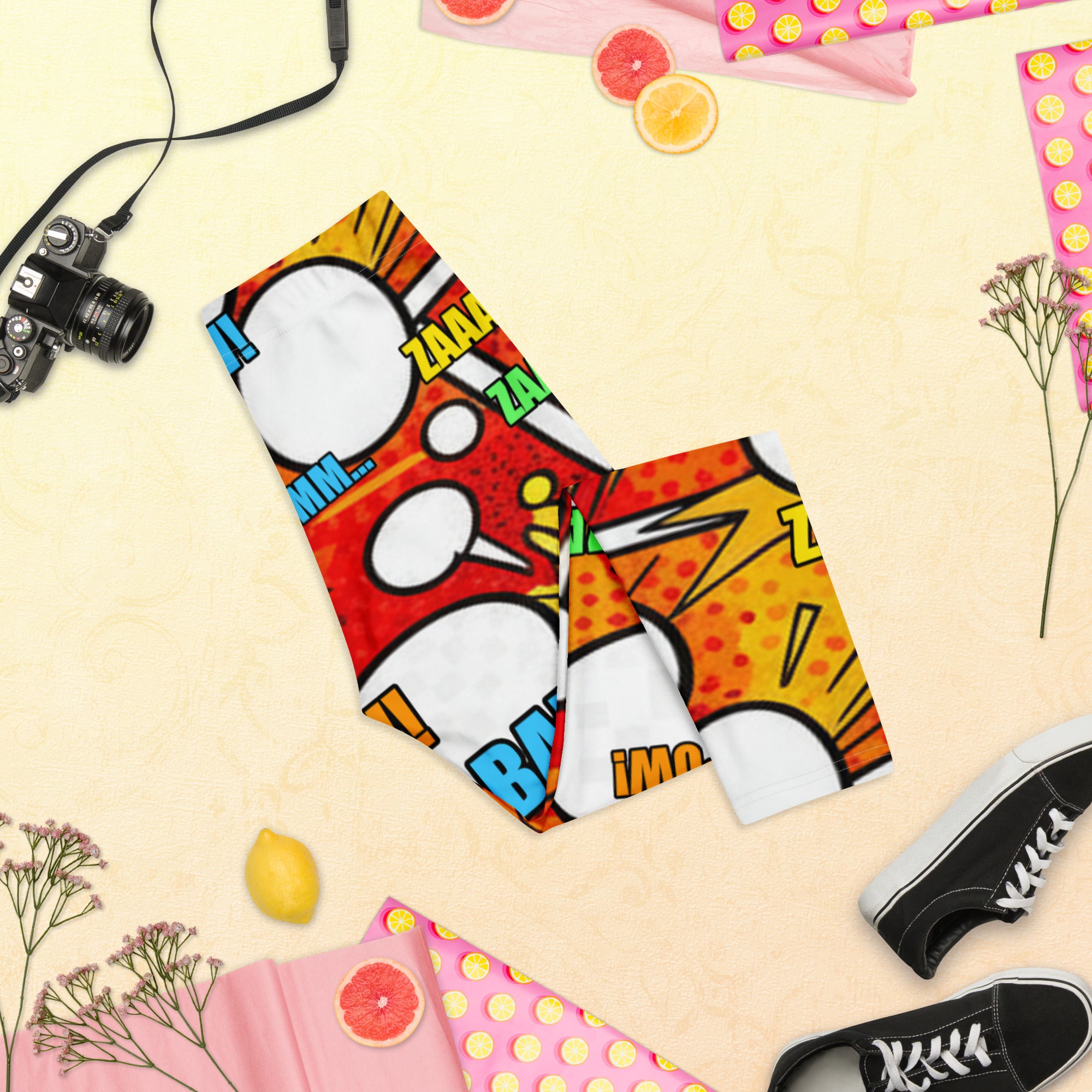 Comic Pop Fire Engine Capri Leggings | GearBunch
