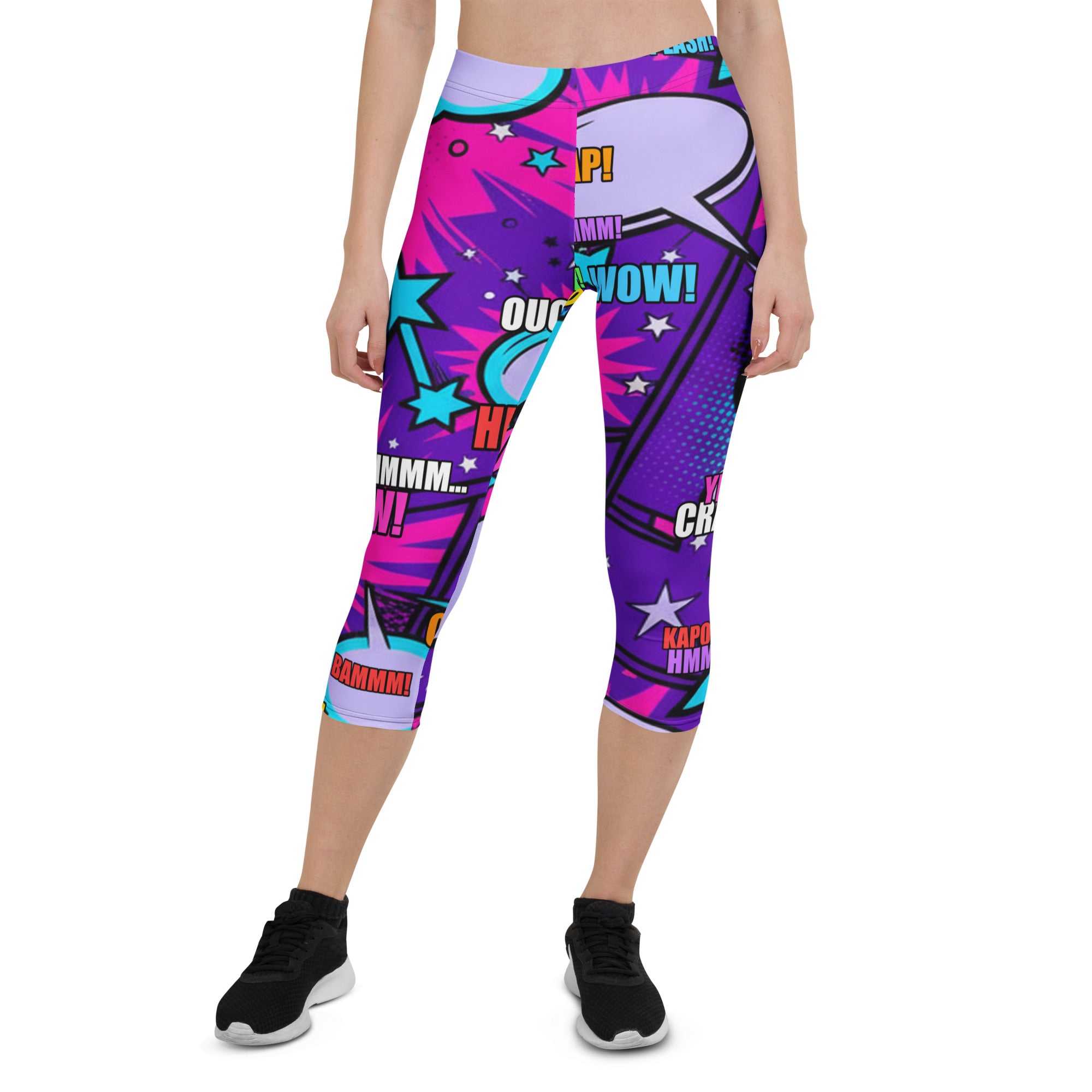 Comic Pop Galaxy Purple Capri Leggings | GearBunch