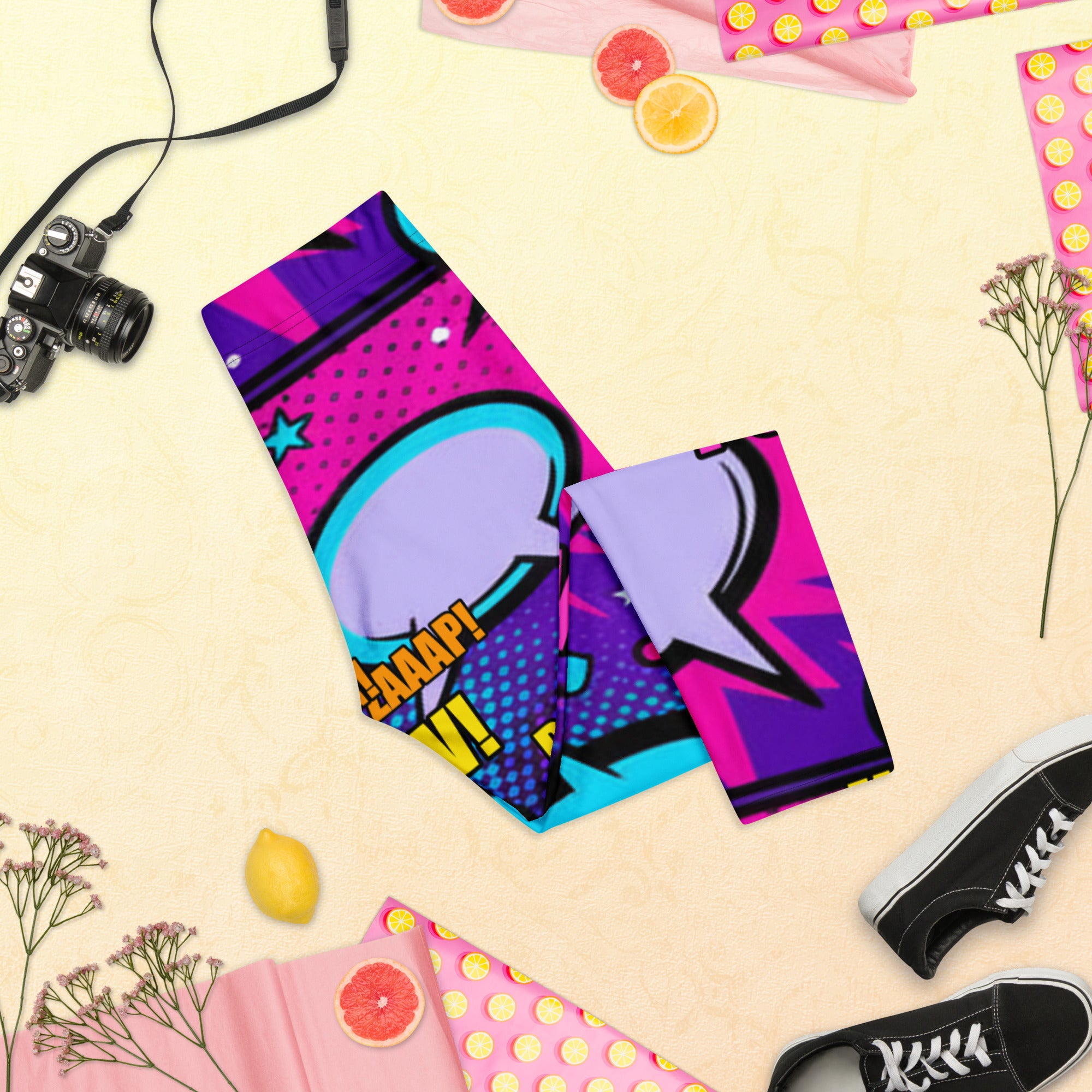 Comic Pop Galaxy Purple Capri Leggings | GearBunch