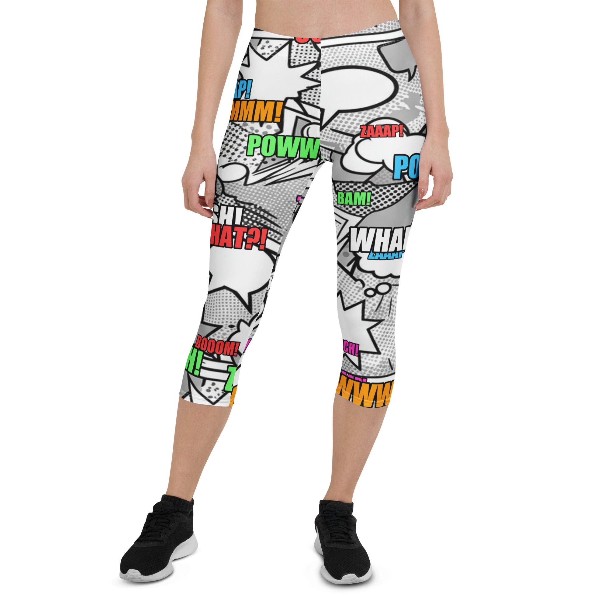 Comic Pop Monochrome Capri Leggings | GearBunch