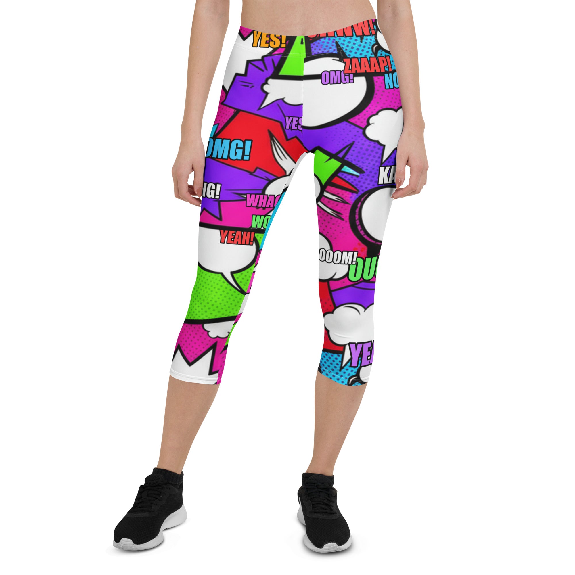 Comic Pop Neon Pink Capri Leggings | GearBunch