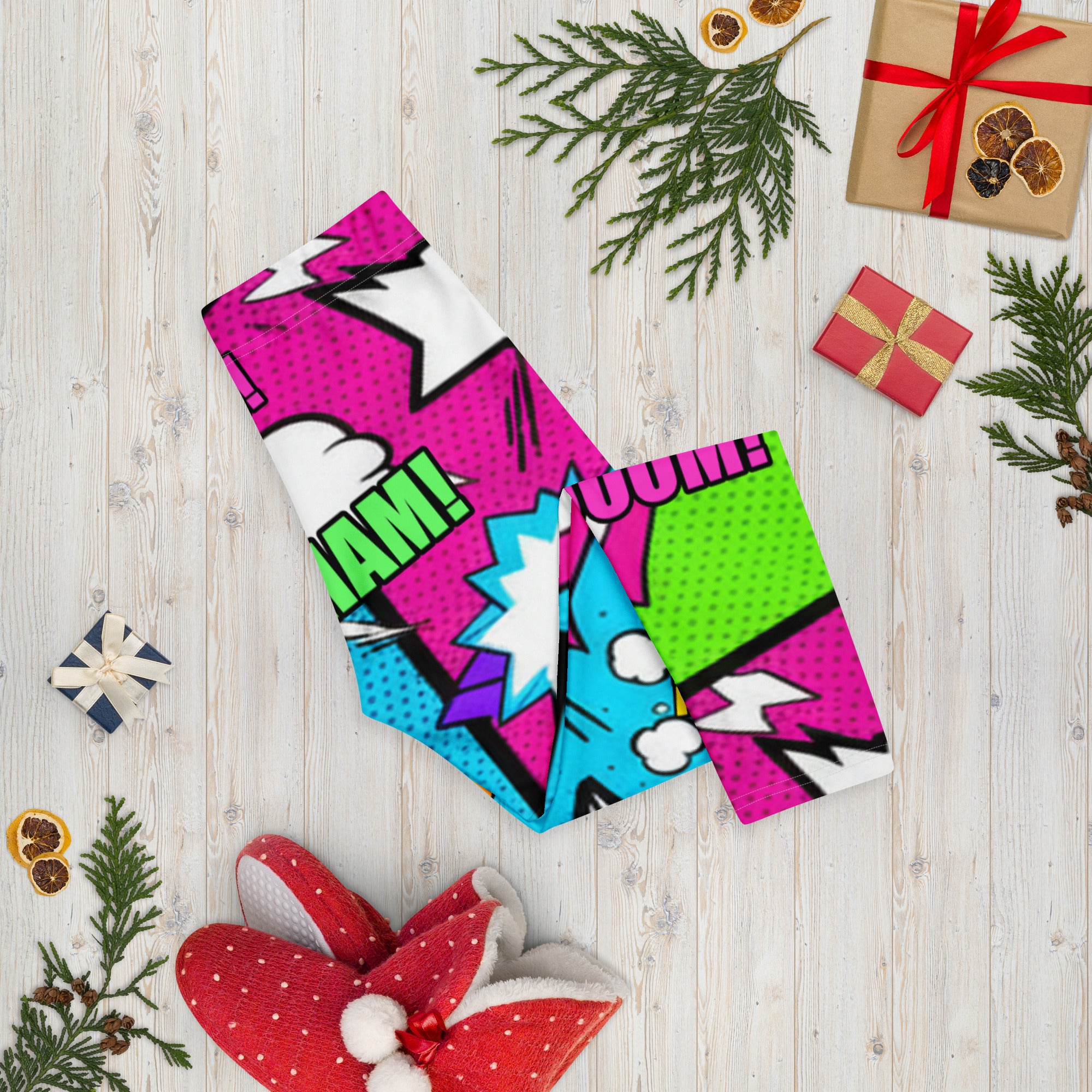 Comic Pop Neon Pink Capri Leggings | GearBunch