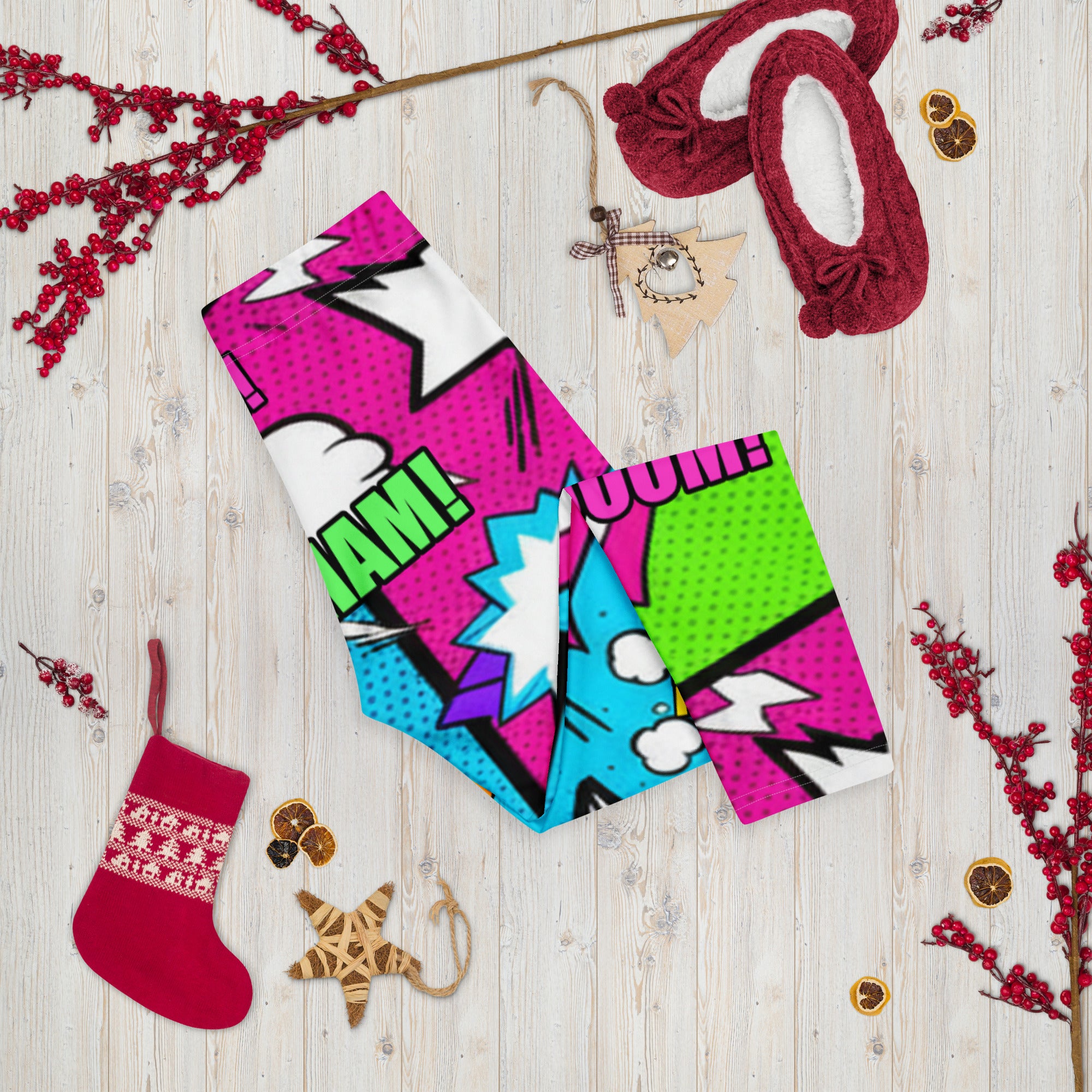 Comic Pop Neon Pink Capri Leggings | GearBunch