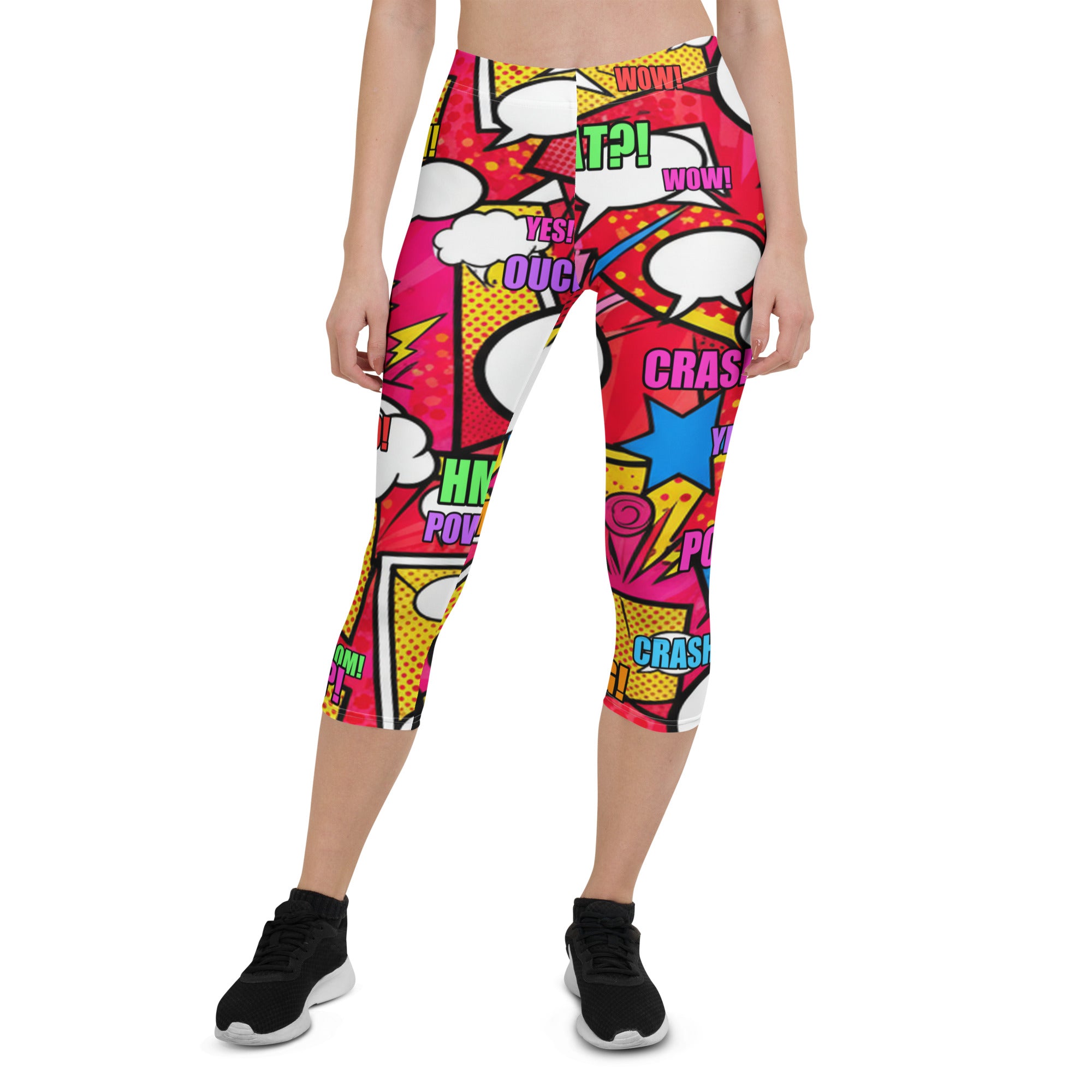 Comic Pop Retro Red Capri Leggings | GearBunch