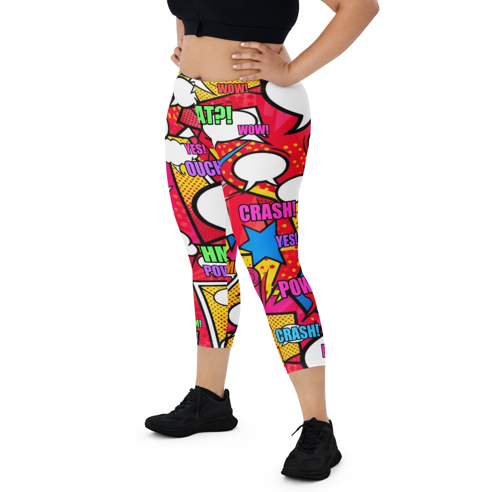 Comic Pop Retro Red Capri Leggings | GearBunch
