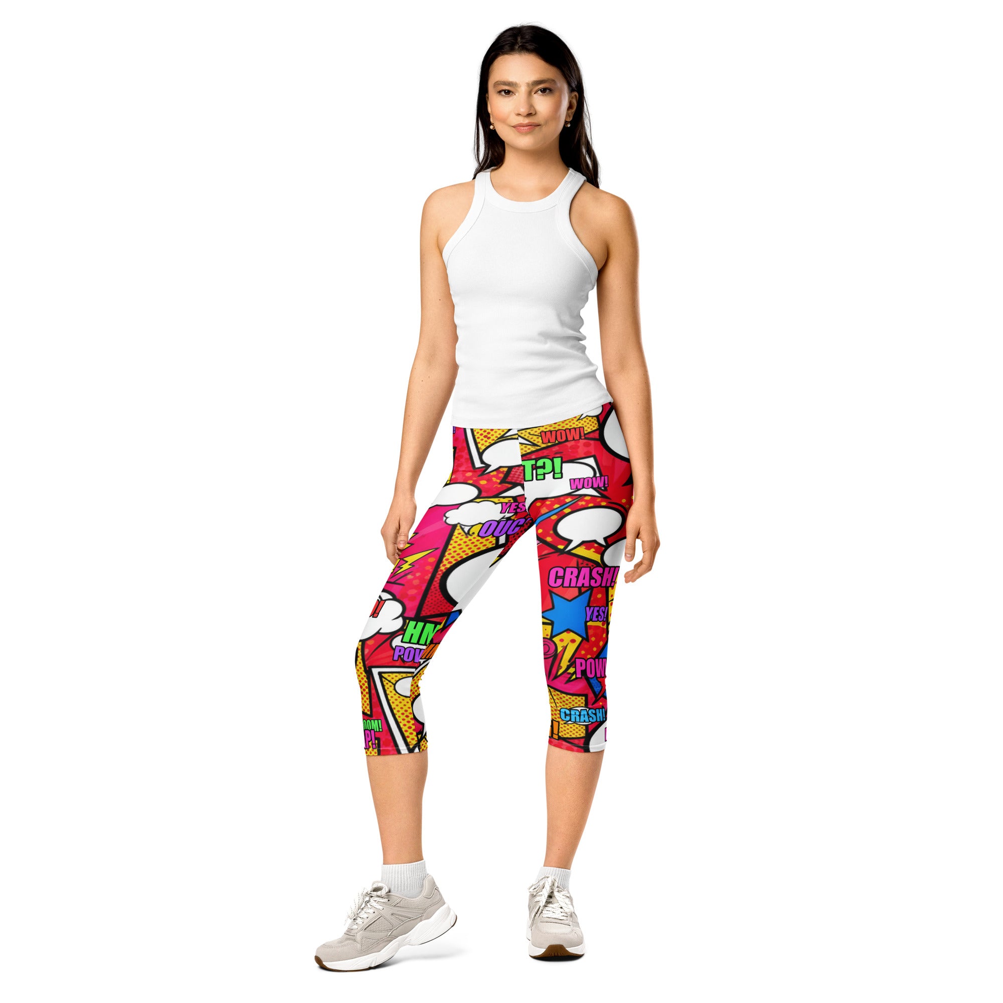 Comic Pop Retro Red Capri Leggings | GearBunch