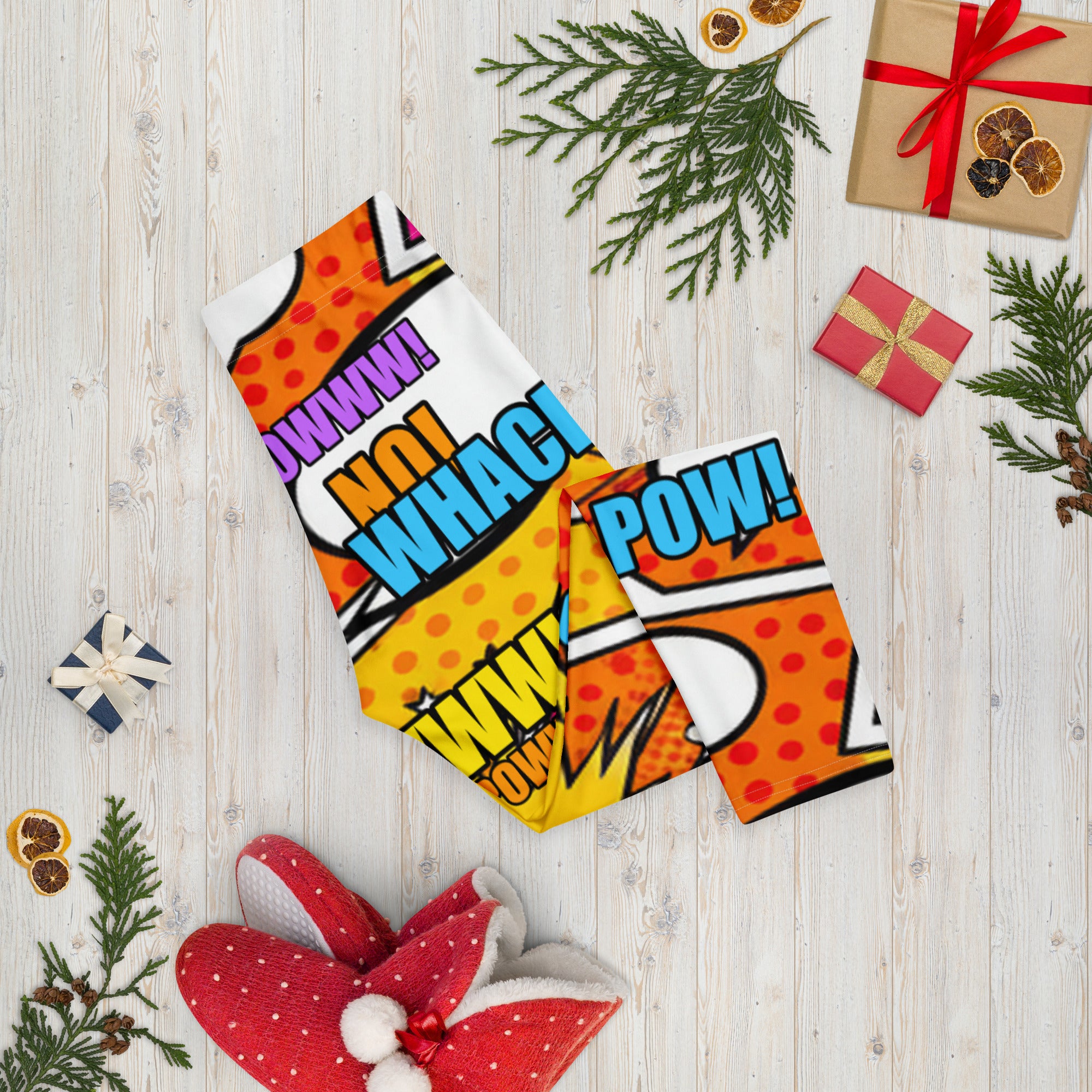 Comic Pop Sunset Orange Capri Leggings | GearBunch