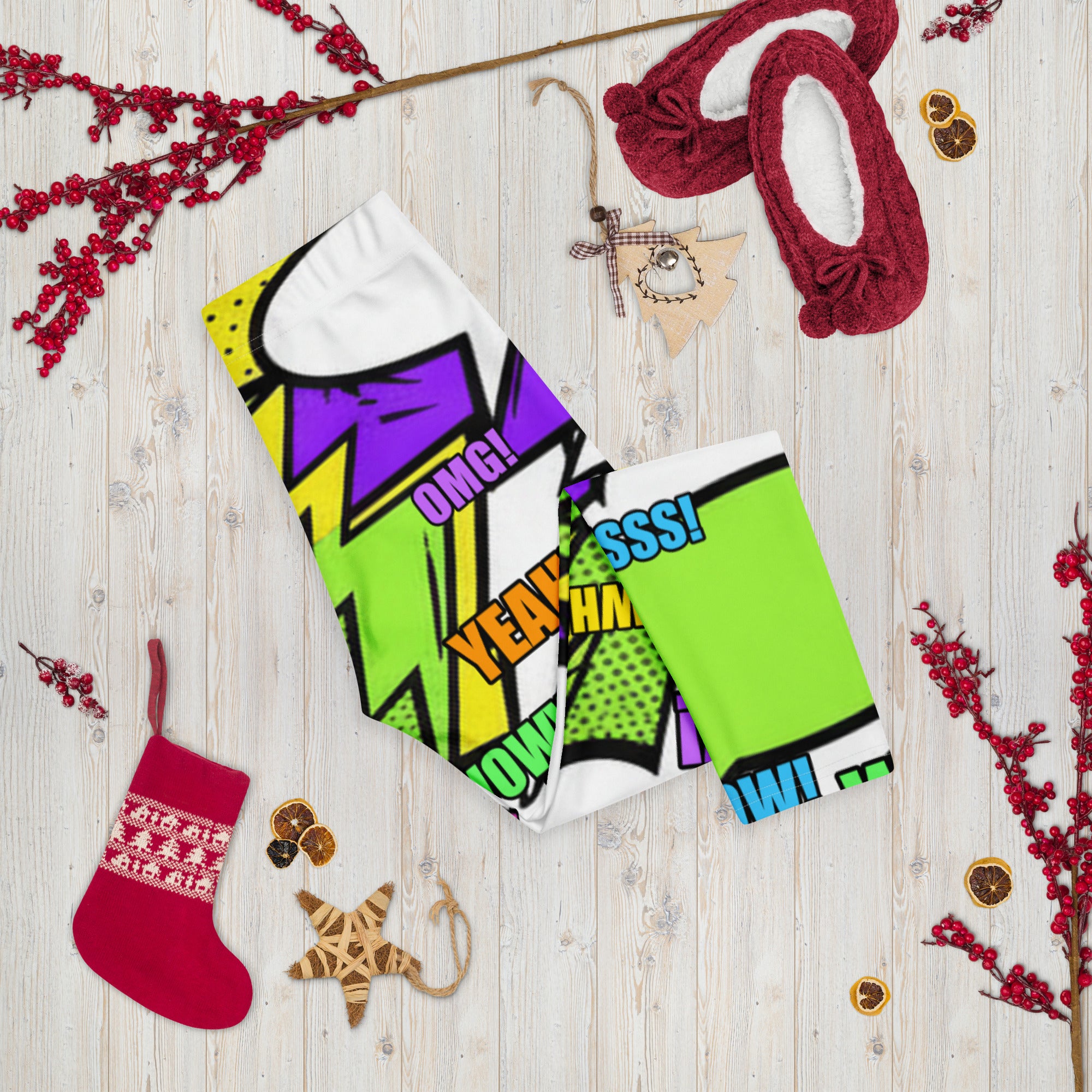 Comic Pop Toxic Green Capri Leggings | GearBunch