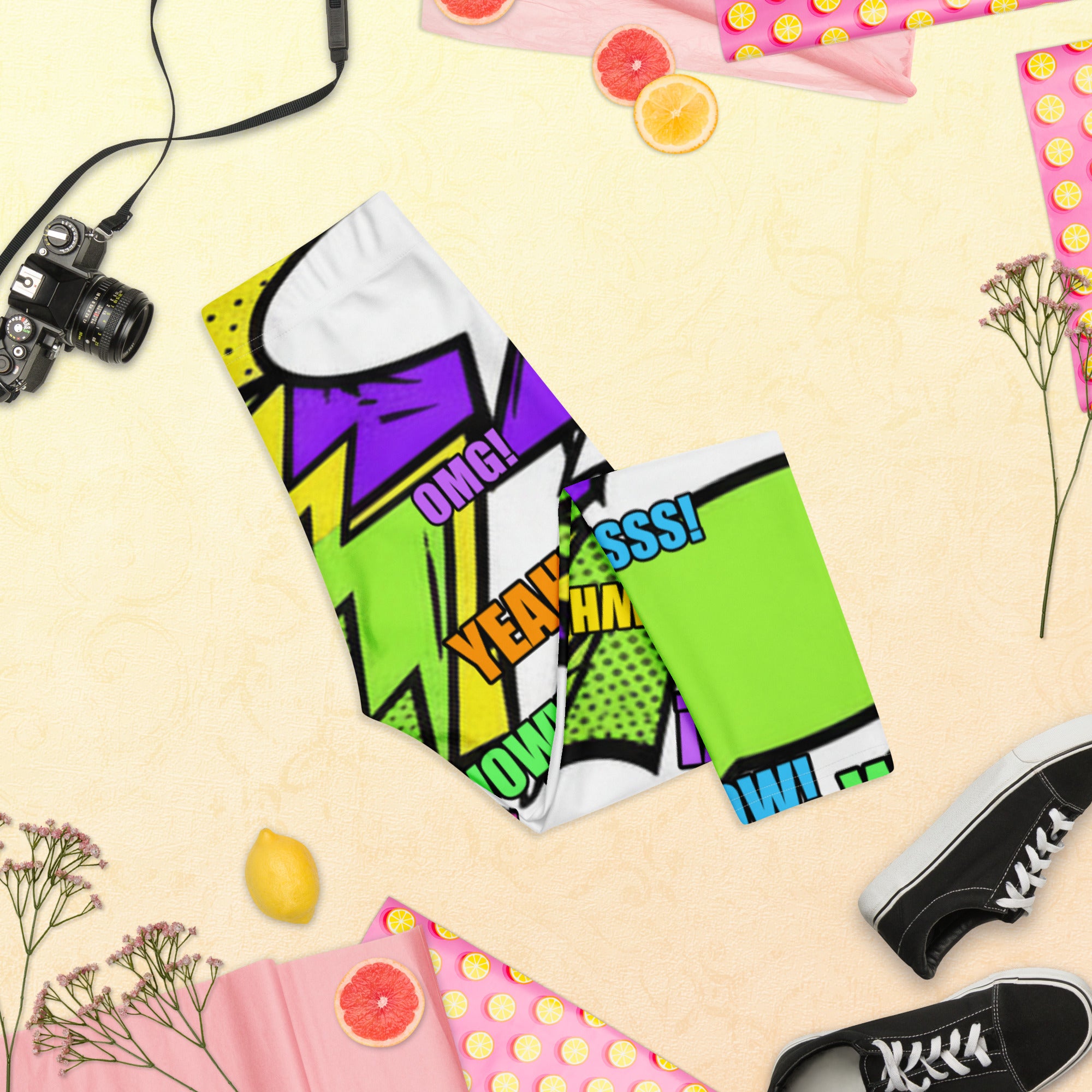 Comic Pop Toxic Green Capri Leggings | GearBunch