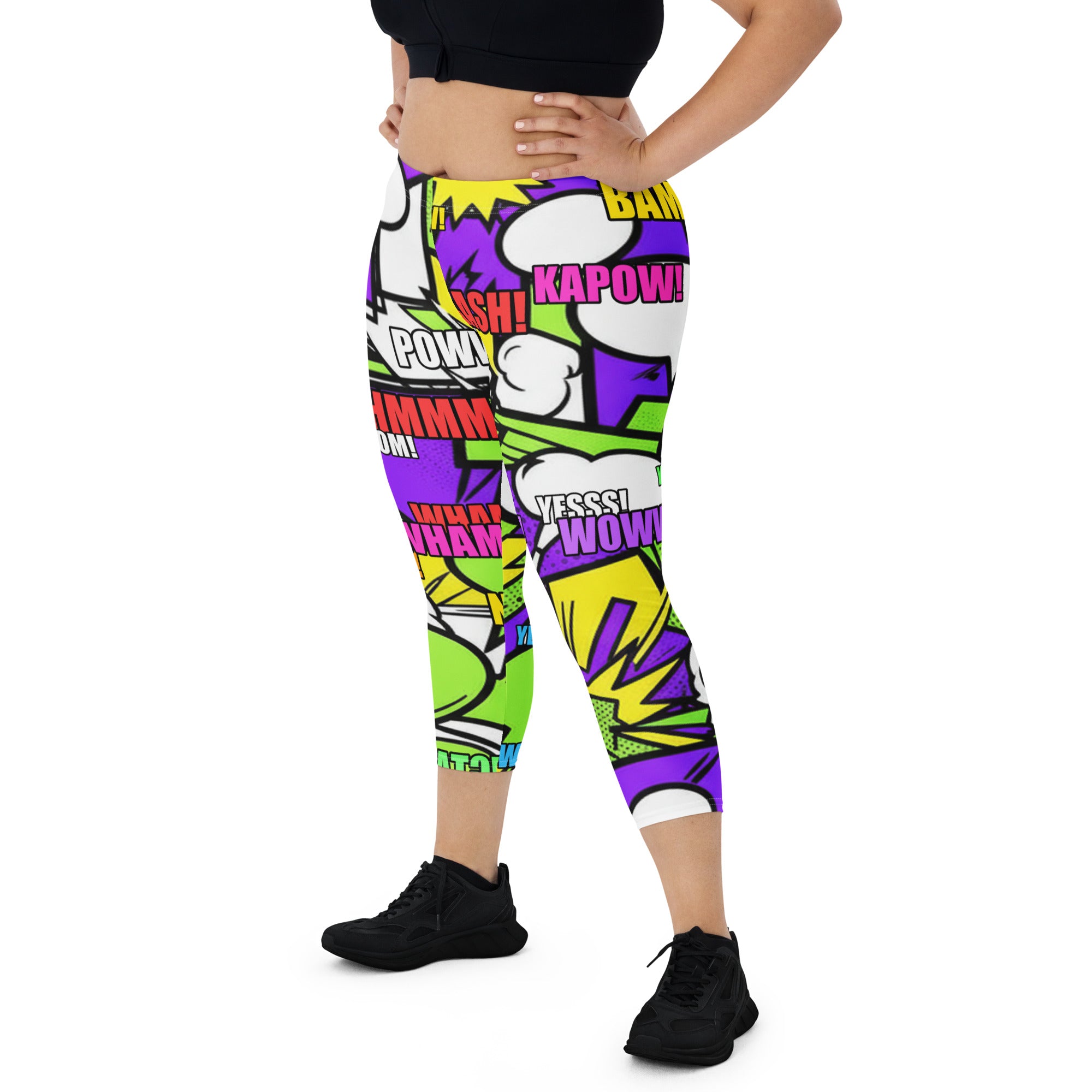Comic Pop Toxic Green Capri Leggings | GearBunch