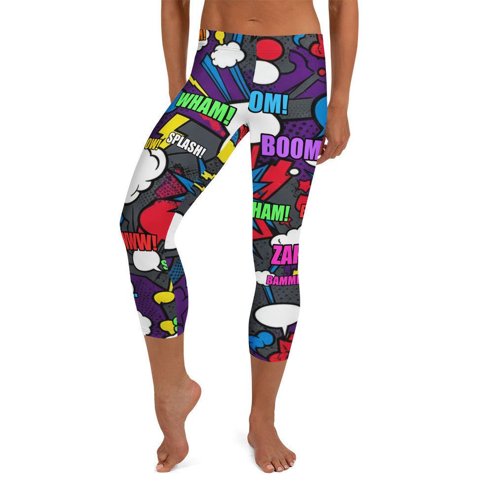 Comic Strip Dark Knight Capri Leggings | GearBunch