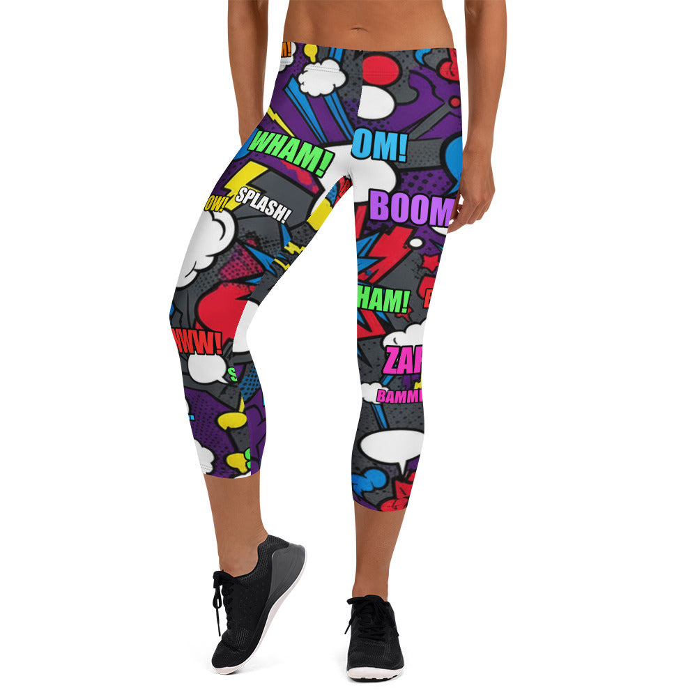 Comic Strip Dark Knight Capri Leggings | GearBunch
