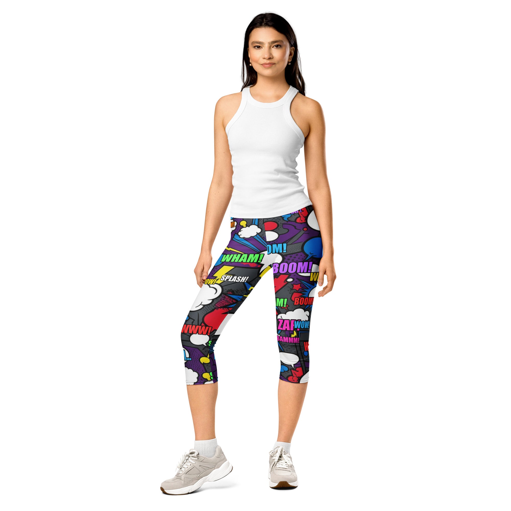 Comic Strip Dark Knight Capri Leggings | GearBunch