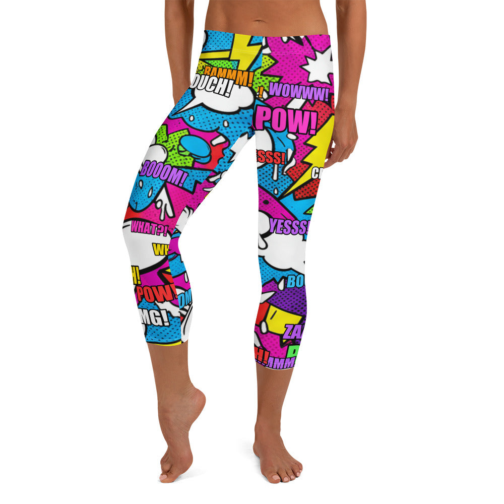 Comic Strip Graffiti Street Capri Leggings | GearBunch