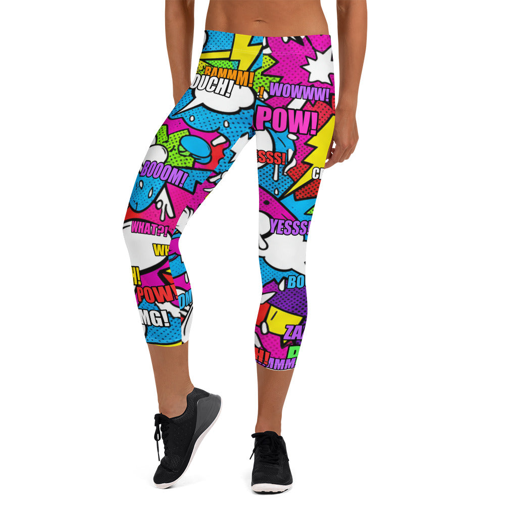 Comic Strip Graffiti Street Capri Leggings | GearBunch