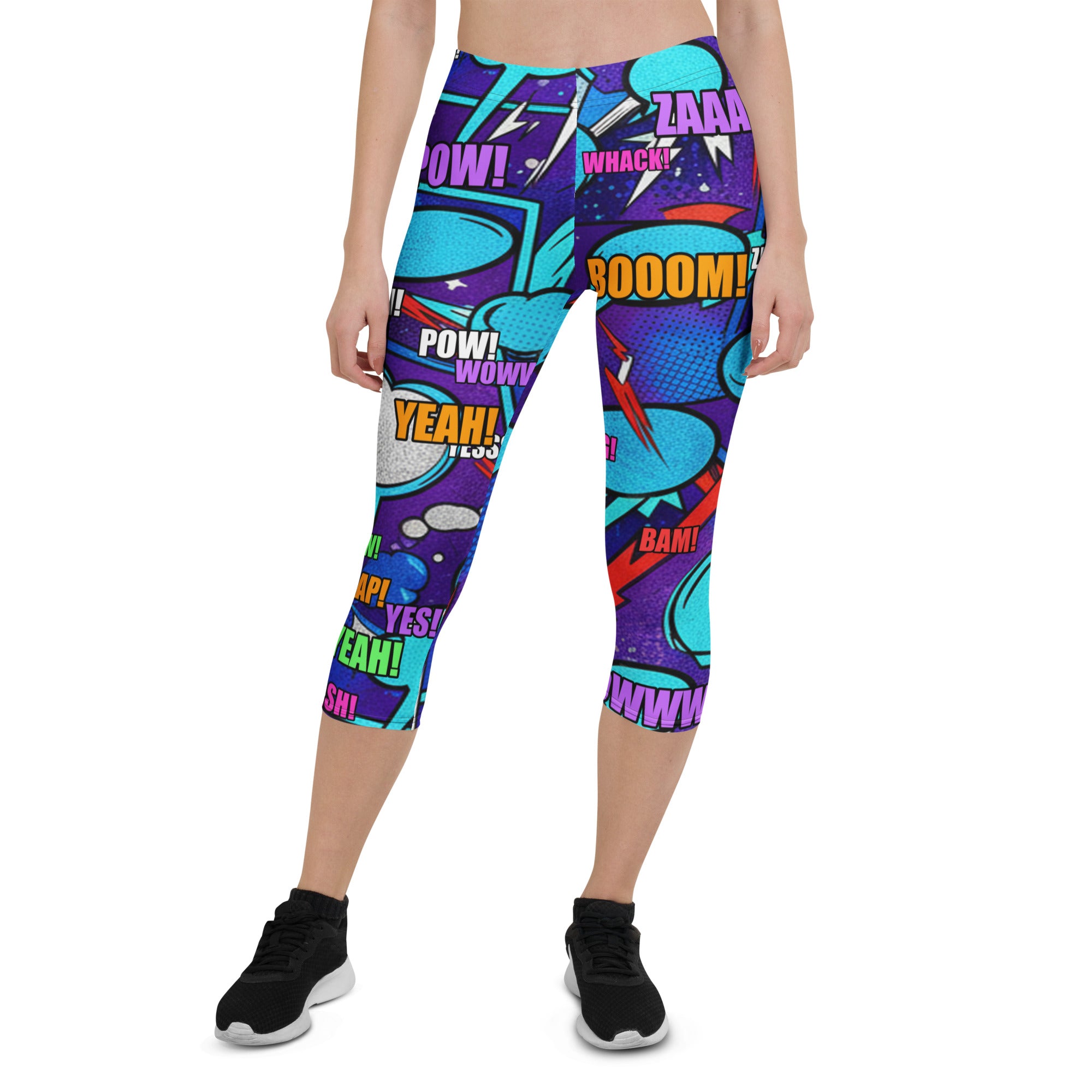 Comic Strip Space Battle Capri Leggings | GearBunch
