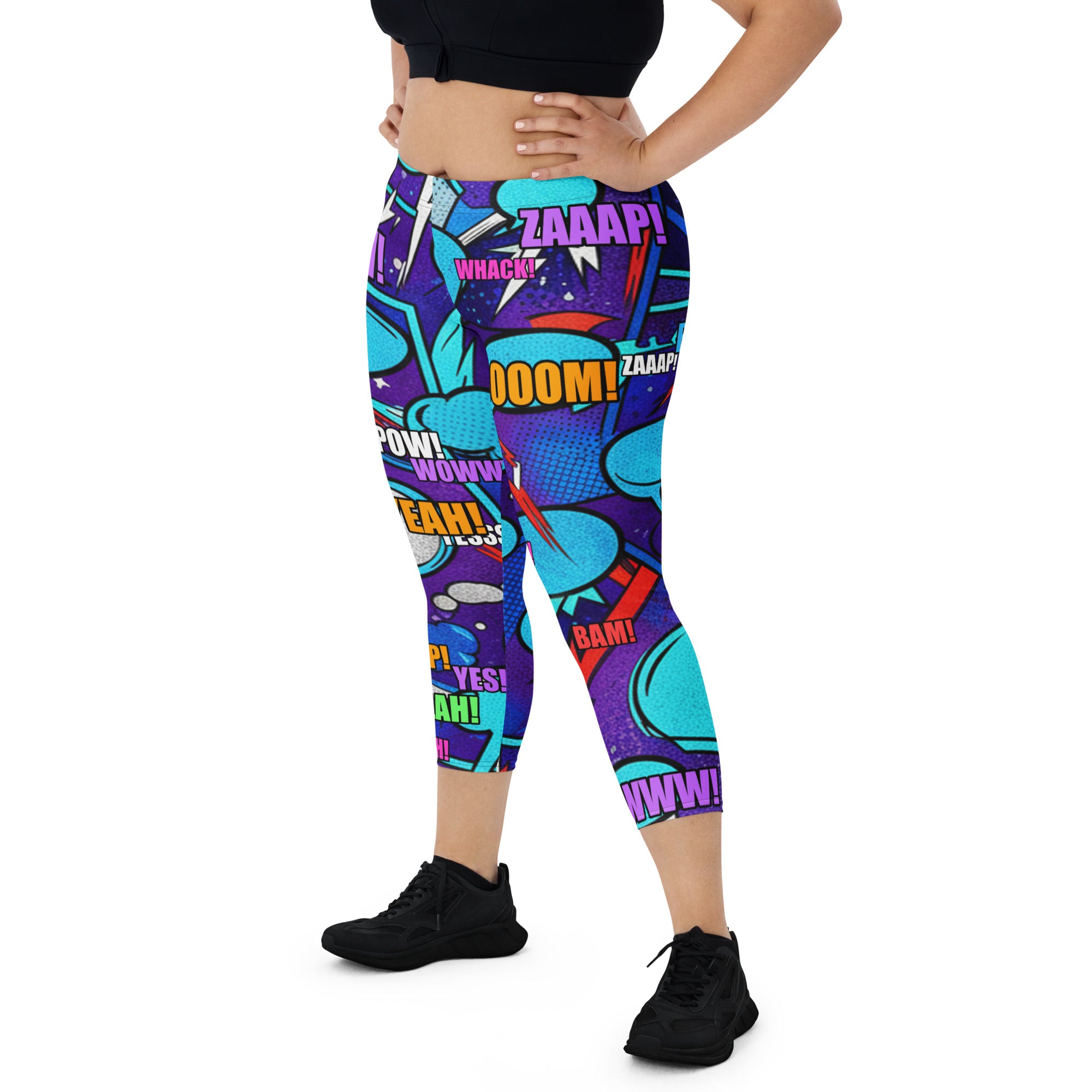 Comic Strip Space Battle Capri Leggings | GearBunch