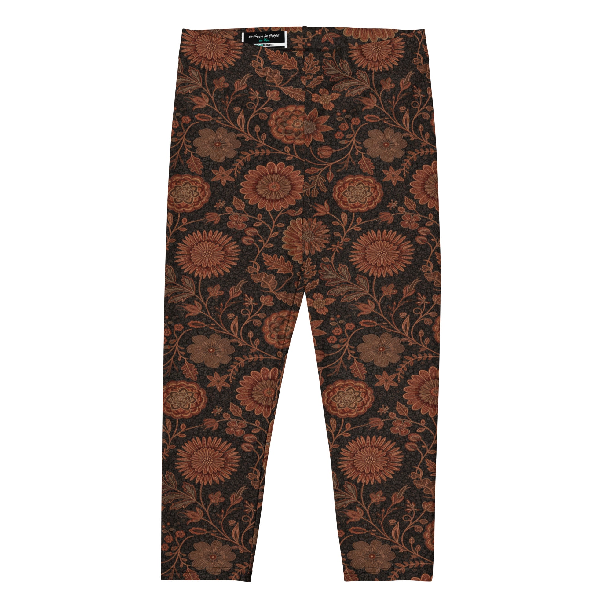 Copper Floral Capri Leggings | GearBunch