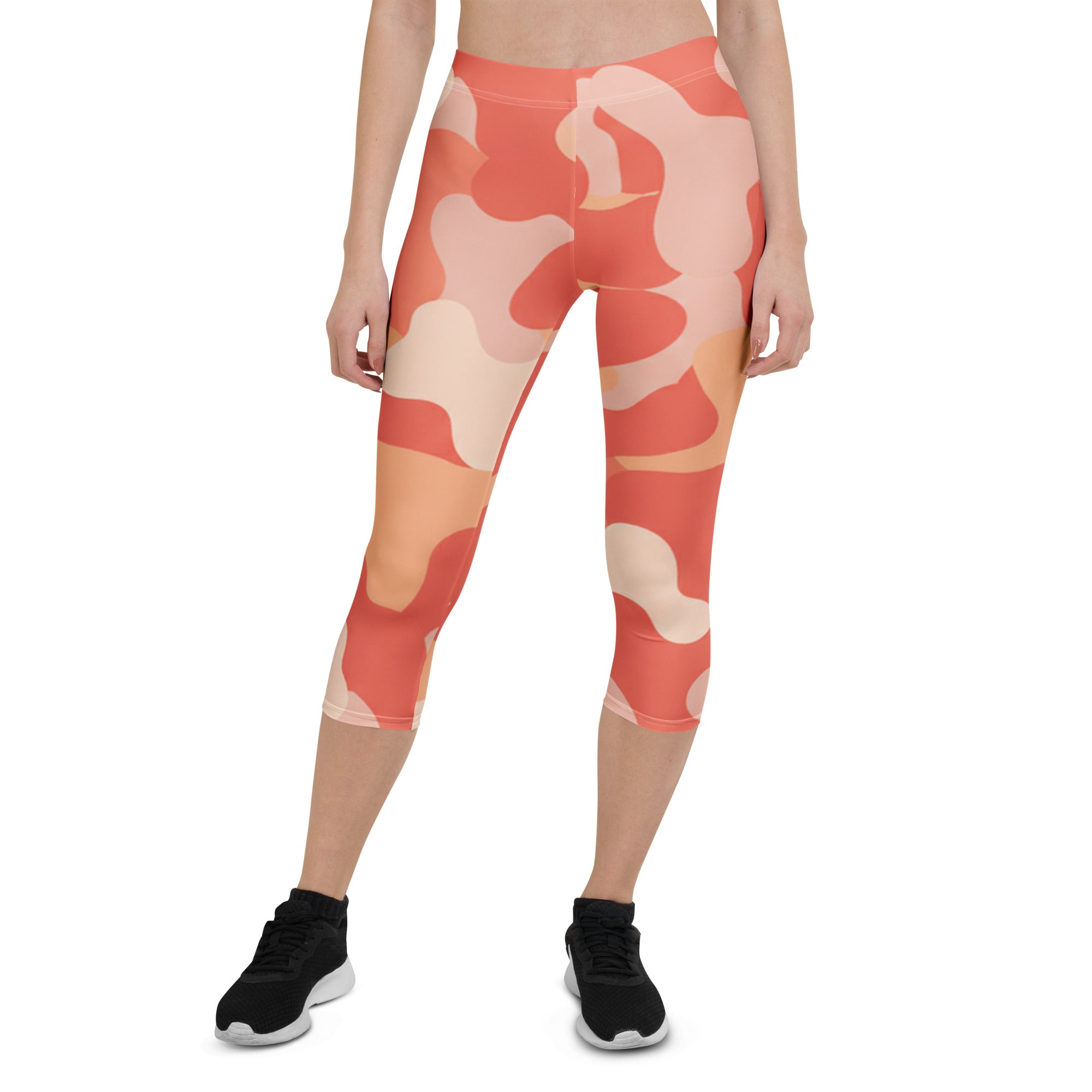 Coral Sunset Camo Capri Leggings | GearBunch
