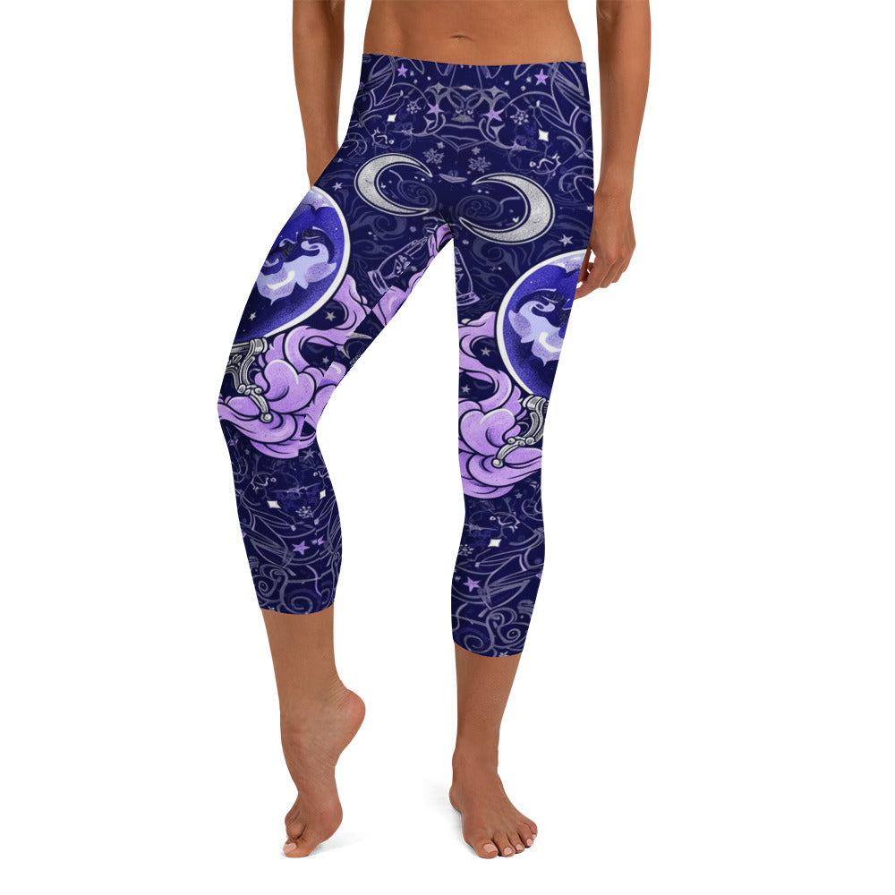 Crystal Ball Smoke Magic Capri Leggings | GearBunch