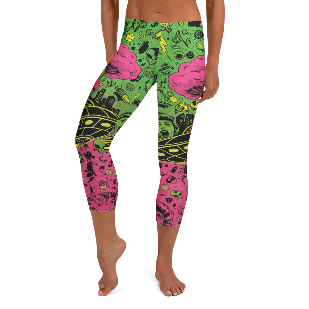 Drive-In Horror Capri Leggings | GearBunch