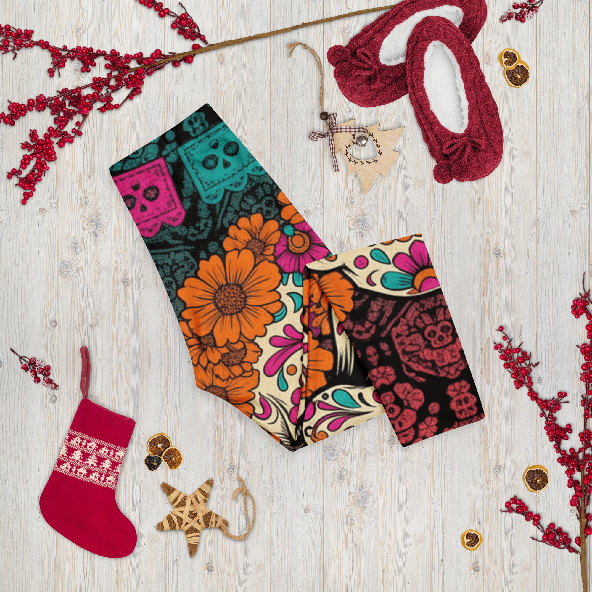 Día de los Muertos Marigold Capri Leggings | GearBunch